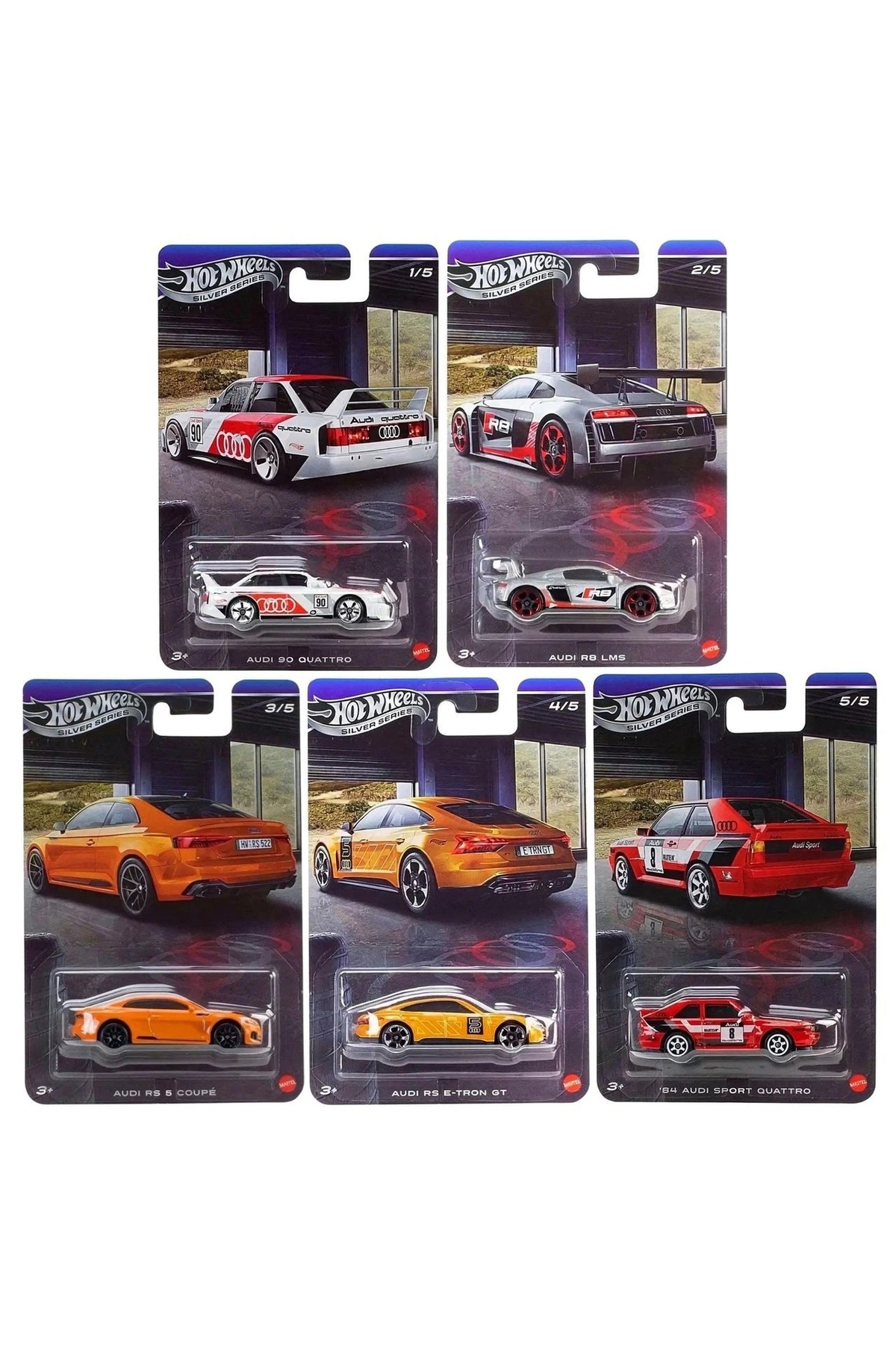 Gts R R8 Rims HOT WHEELS Silver Series Audi 5'li Set 90 Quattro R8 RS5 E-Tron GT ...