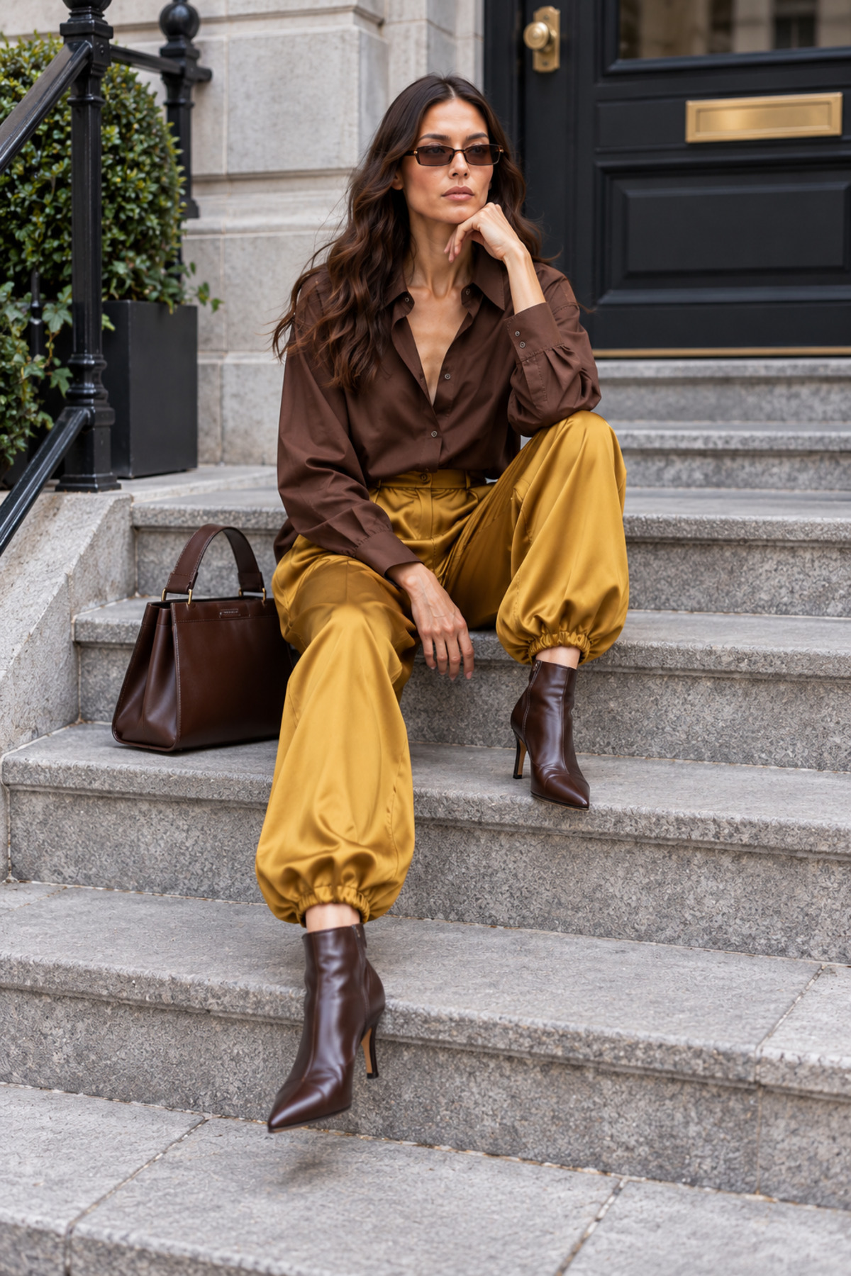 Saten Safran Şalvar Pantolon · Görünüm 2