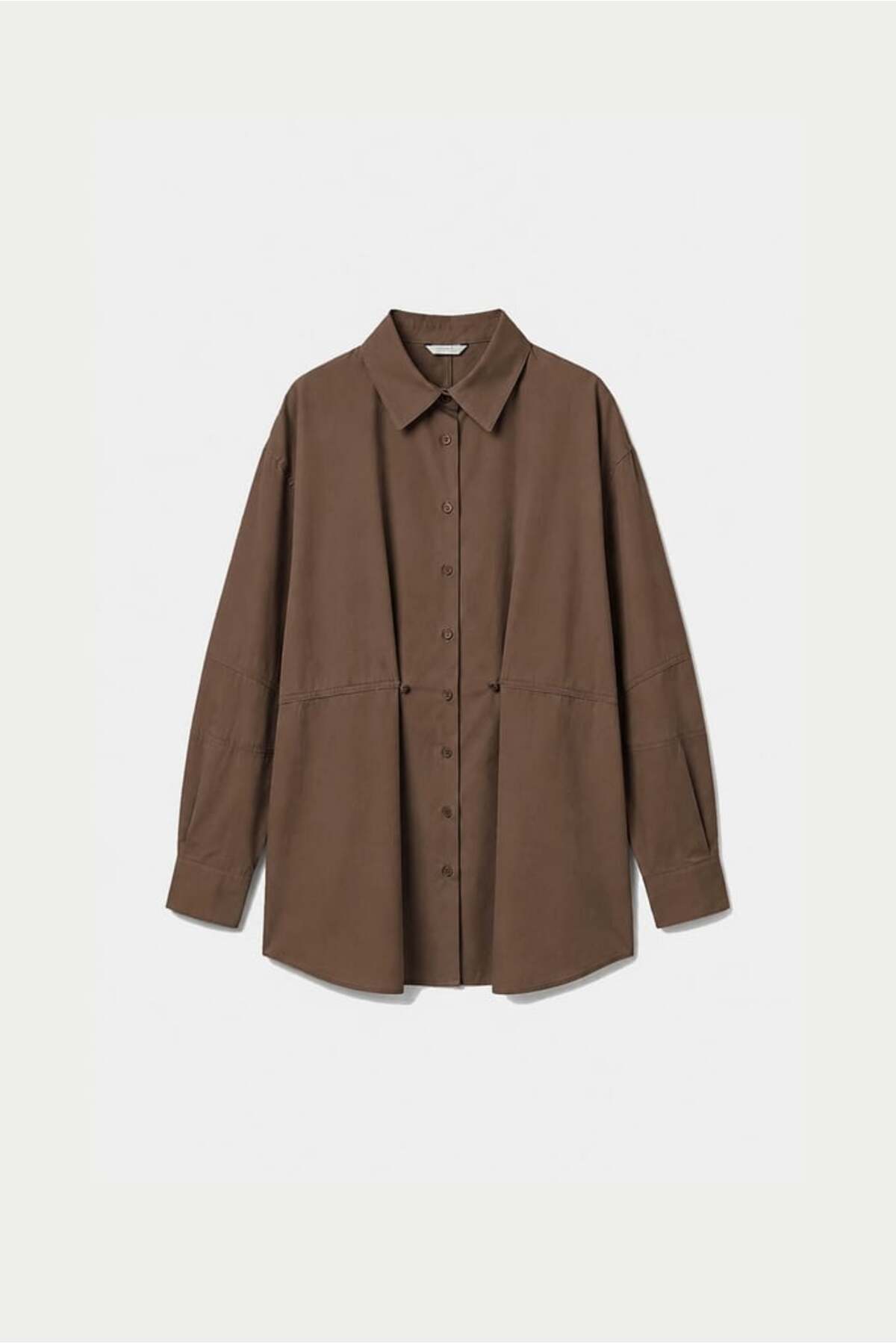 Dark Chocolate Pleated Poplin Shirt · View 2