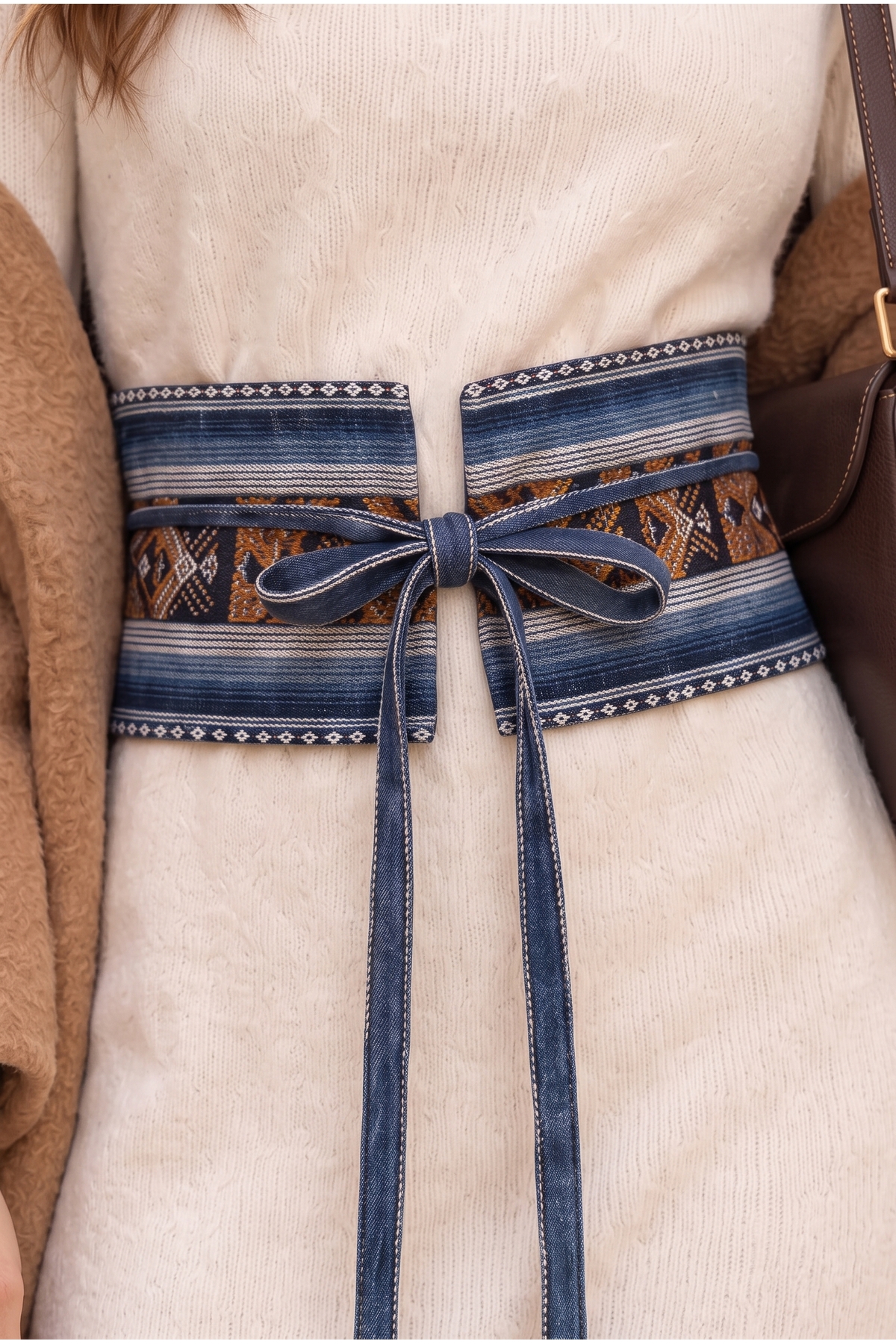 Llicla Reversible Denim Belt, Llama Weave — Navy · View 2