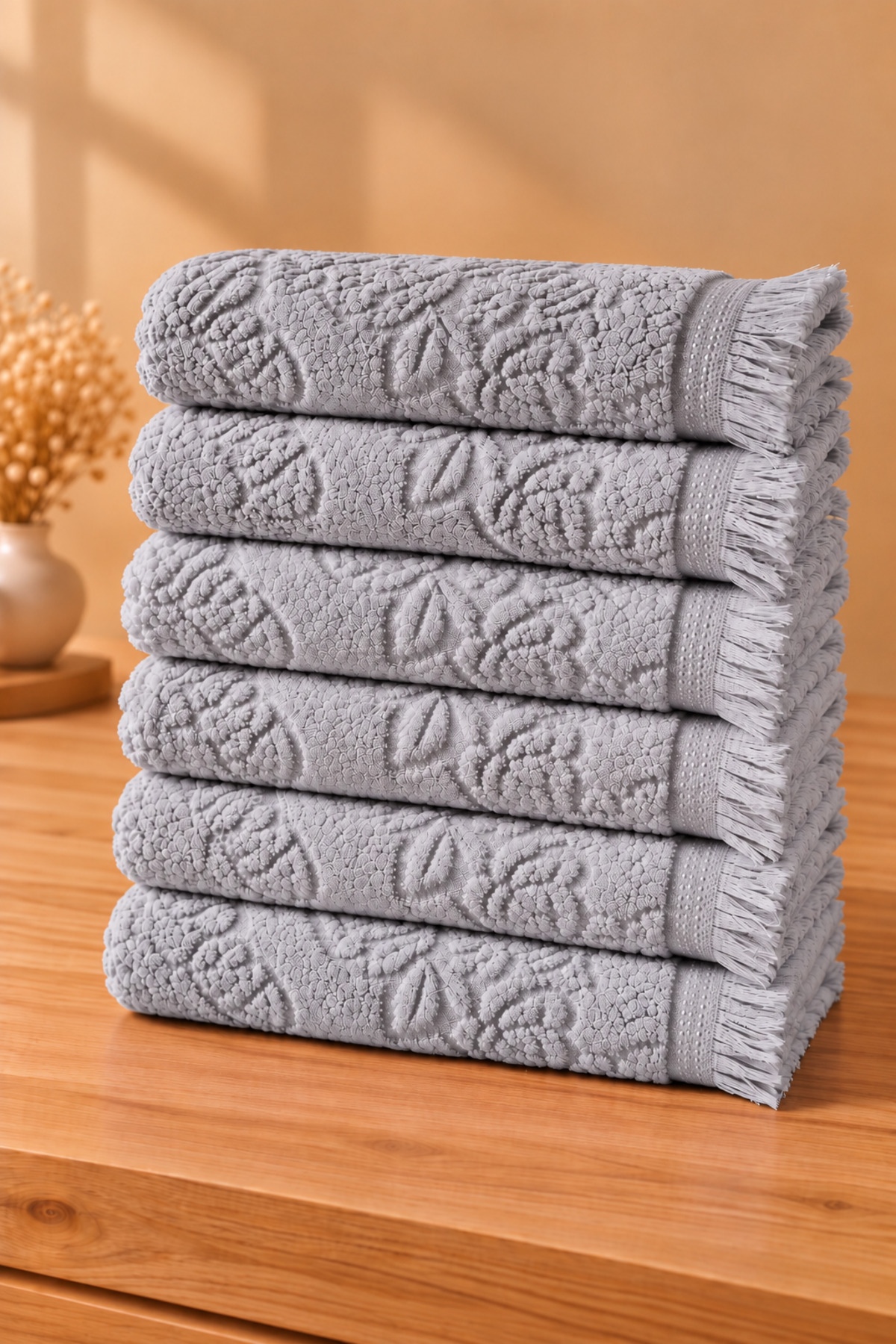 Meslina Home 30x50 Cm 6 Parça %100 Pamuk Mutfak Havlusu Kurulama Bezi El Havlusu Saçaklı Havlu