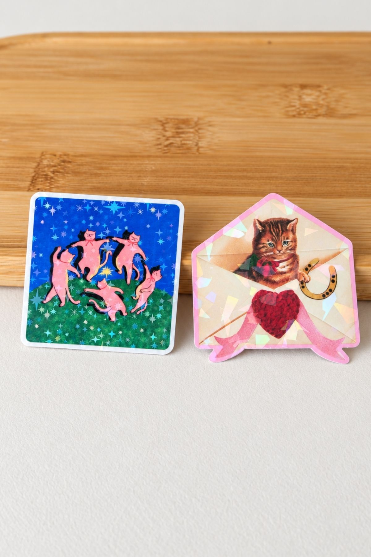Kedi Temalı 2’li Hologram Efektli Laminasyonlu Sticker Seti, Ajanda Etiketi, Çok Amaçlı Sticker, Su Geçirmez