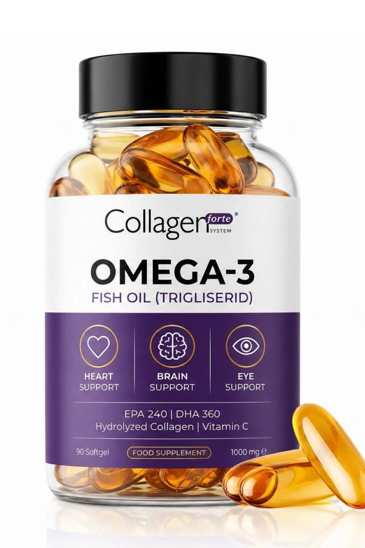 Collagen Forte Platinum Omega-3 Balık Yağı 90 X 1000mg Softgel, Hidrolize Kol...