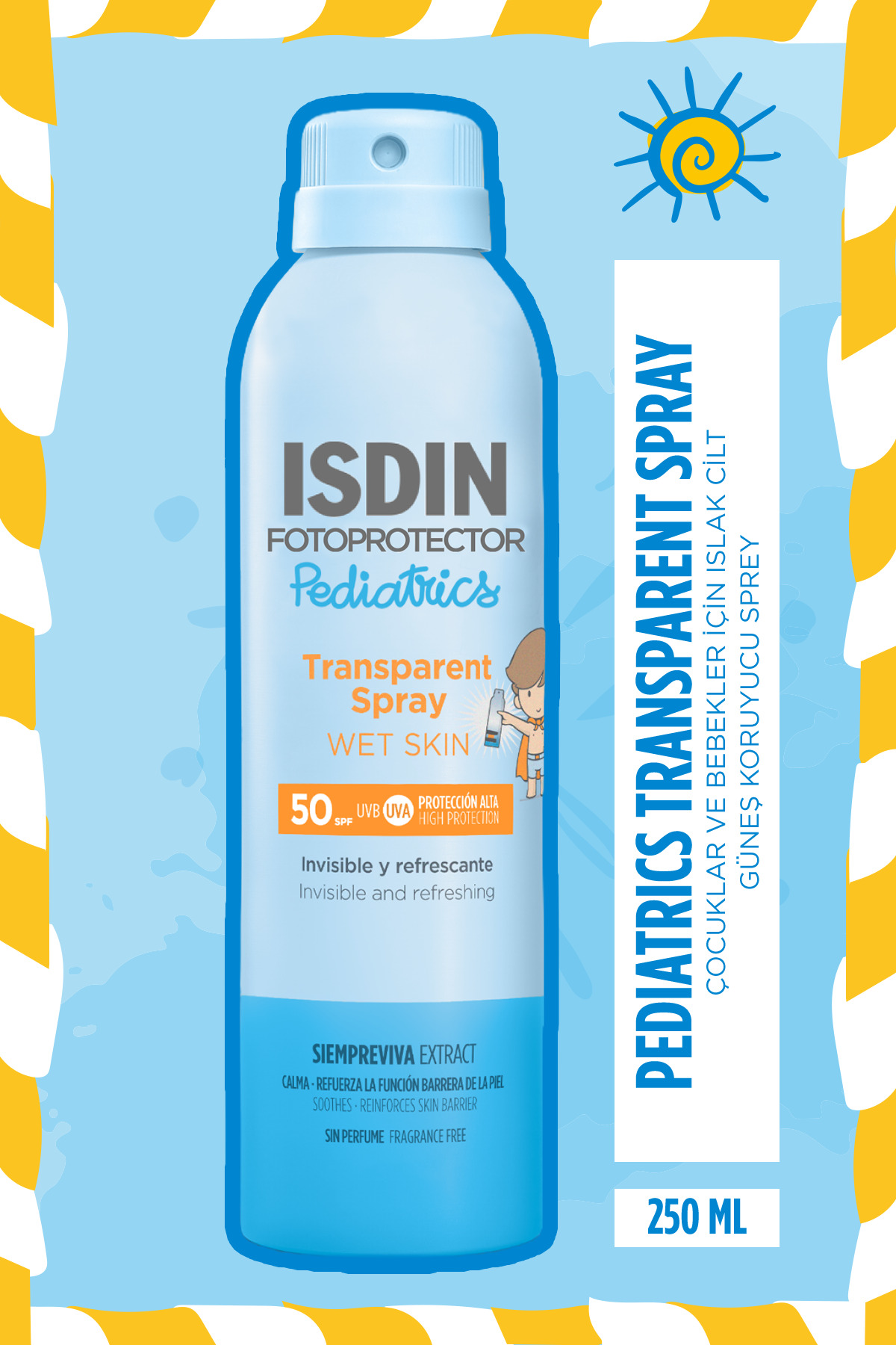 ISDIN Fotoprotector Pediatrics Transparent Spray Wet Skin Spf 50 250 ml Çocuk Vücut Güneş Spreyi