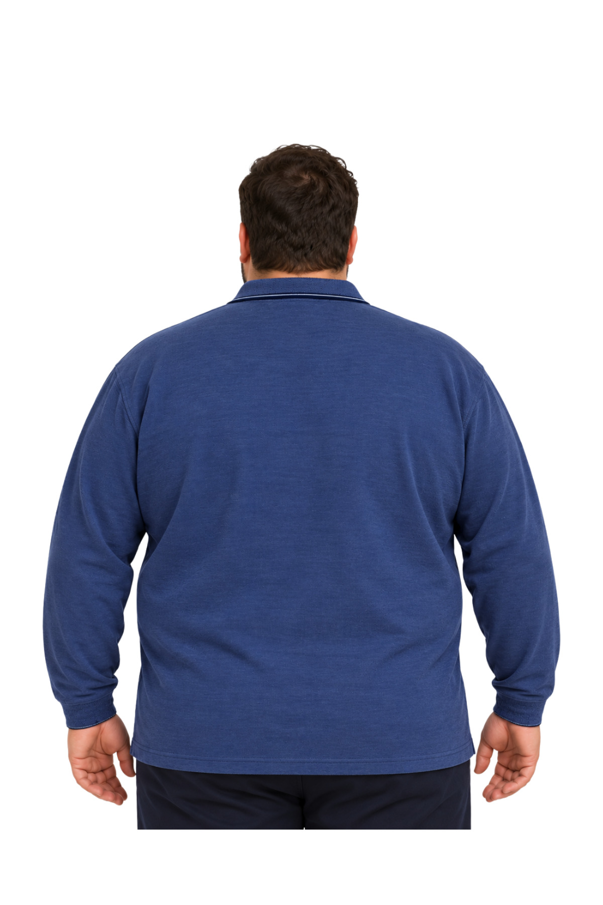 پولوشرت مردانه بزرگ سایز ملانژ ایندگو یقه دار آستین بلند پیکه M-L-XL-2XL-3XL-4XL-5XL-6XL-7XL-8XL