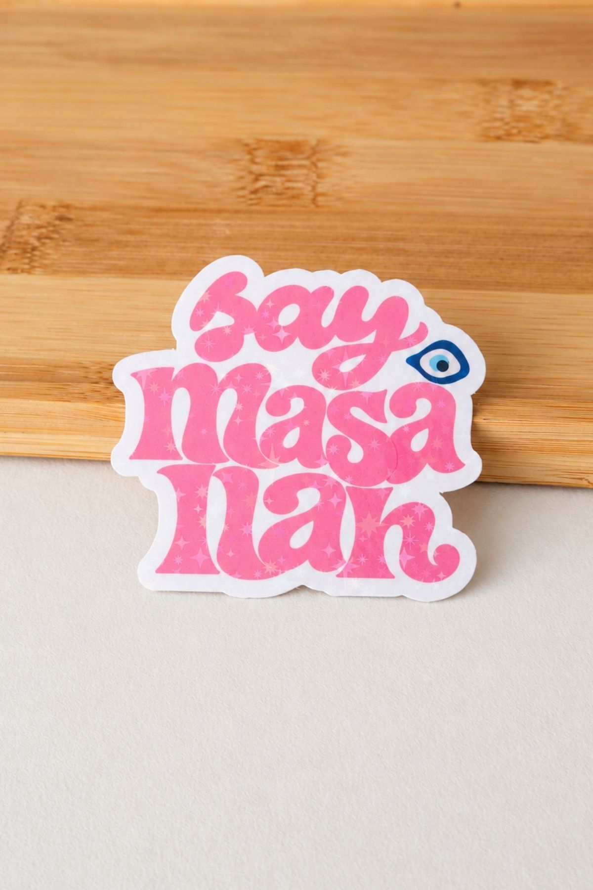 Hologram Efektli Laminasyonlu Tekli Sticker, Say Masallah Etiket, Çok Amaçlı, Su Geçirmez ve Çizilmeye Dayanıklı Sticker