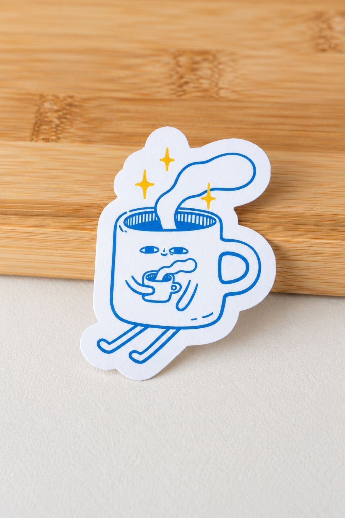 Hologram Efektli Laminasyonlu Tekli Sticker, Kahve Motifli Etiket, Çok Amaçlı, Su Geçirmez ve Çizilmeye Dayanıklı Sticker