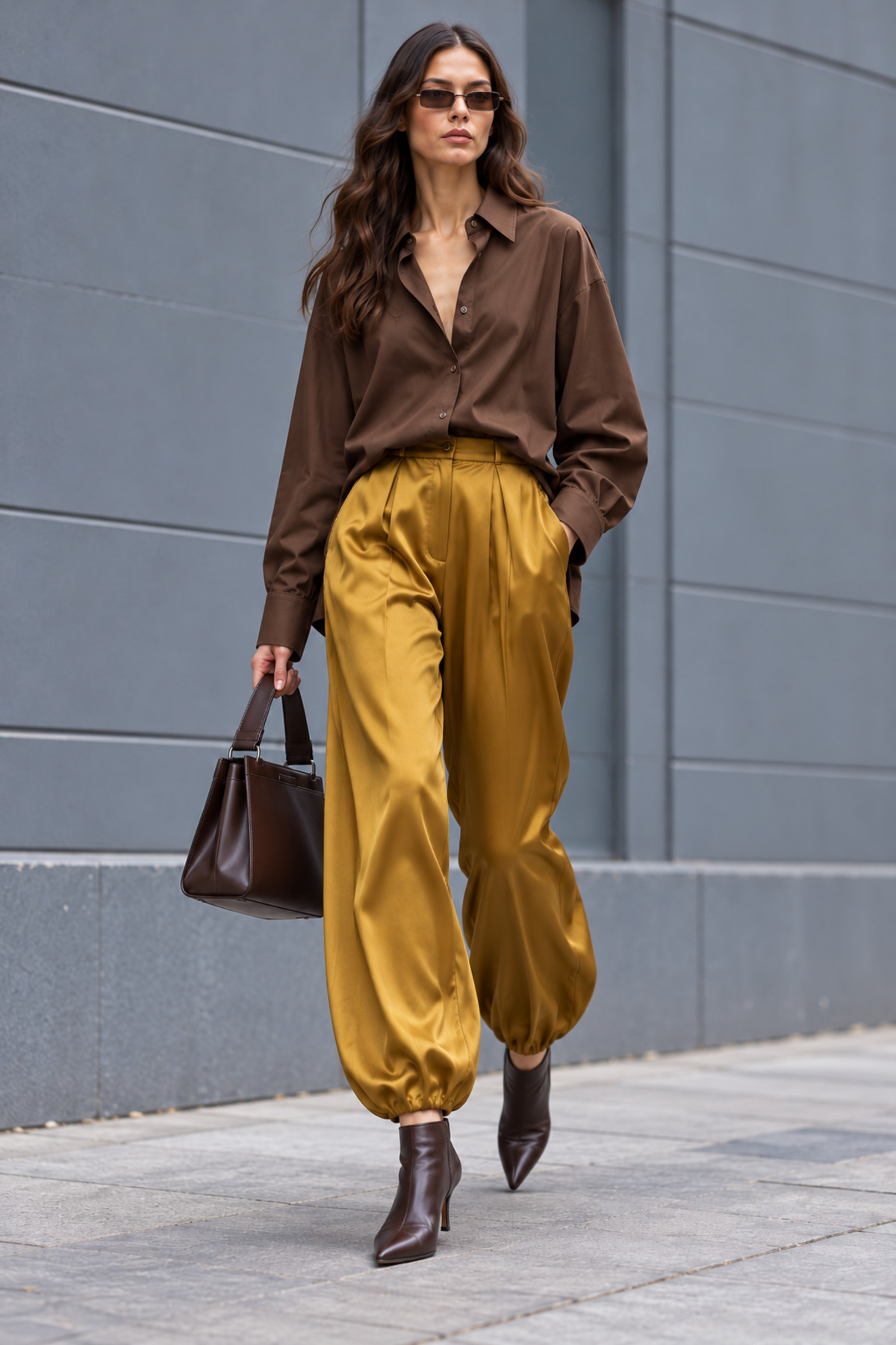Saten Safran Şalvar Pantolon · Görünüm 3