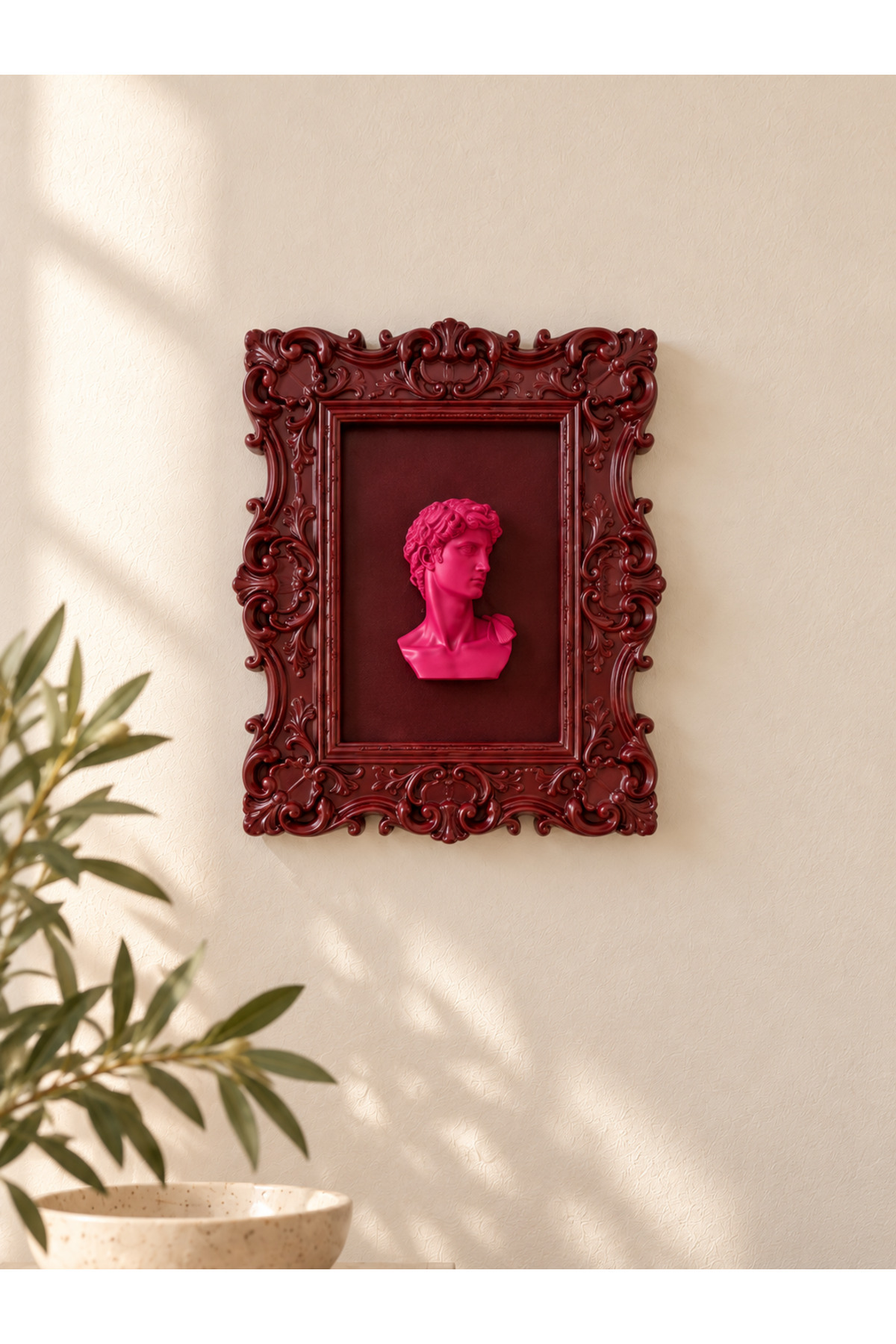 Heykelli Barok Dikdörtgen Bordo Parlak Pinterest Çerçeve, duvarda tek başına sergilenen çerçeve.