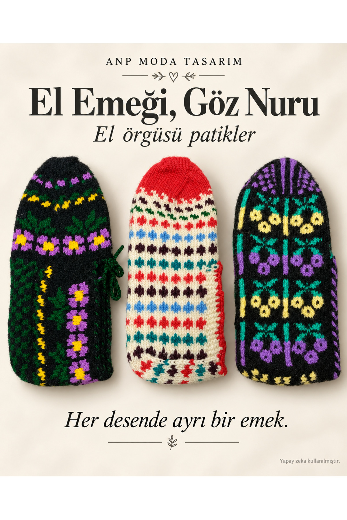 Kadın El Örgüsü Patik Çeyizlik Hediyelik Geleneksel Motifli Desenli Ev Patiği Standart Beden