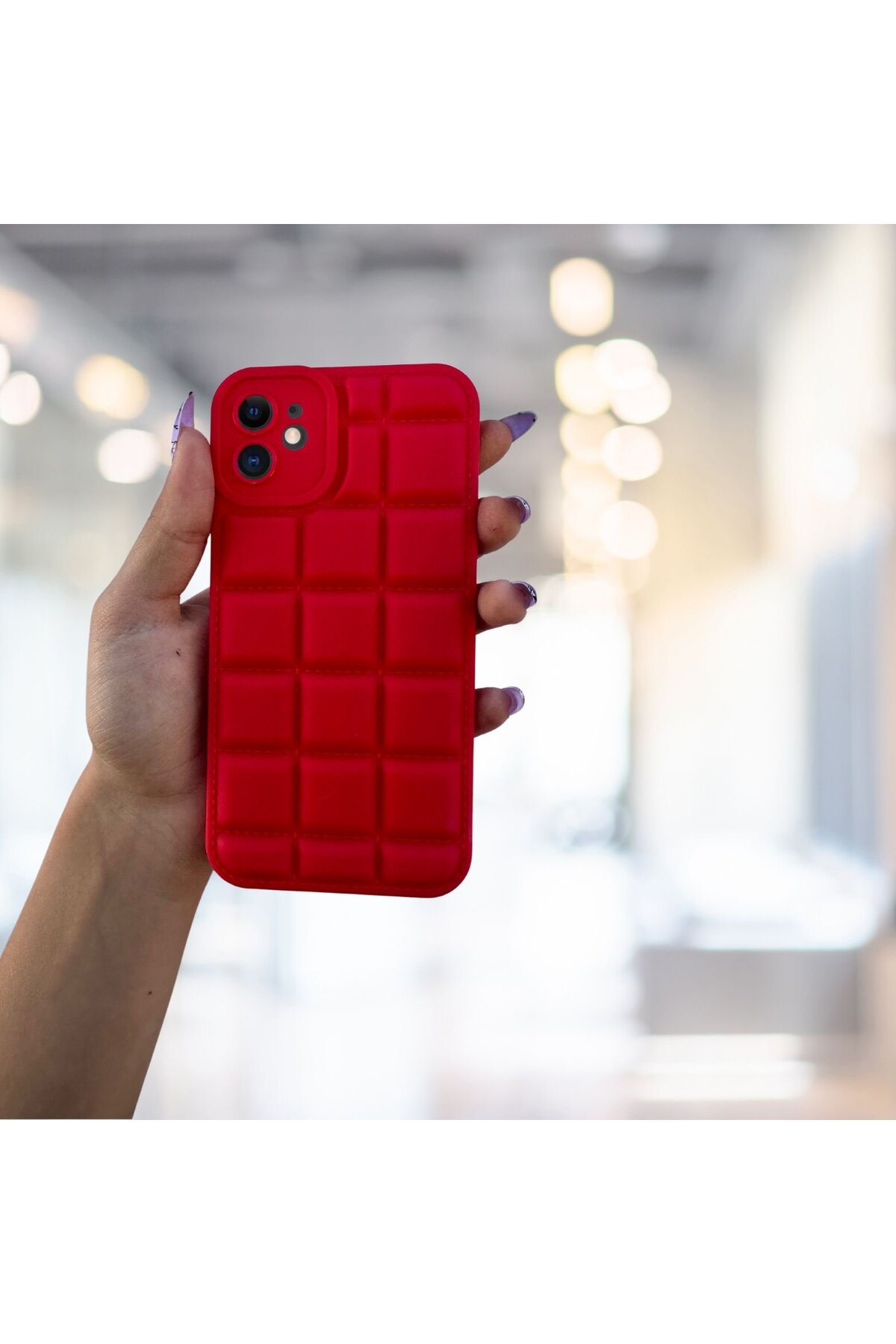 iPhone 11 Kılıf Puffer Şişme Kapitone Tasarımlı Kamera Korumalı Yumuşak Madlen Silikon Kılıf