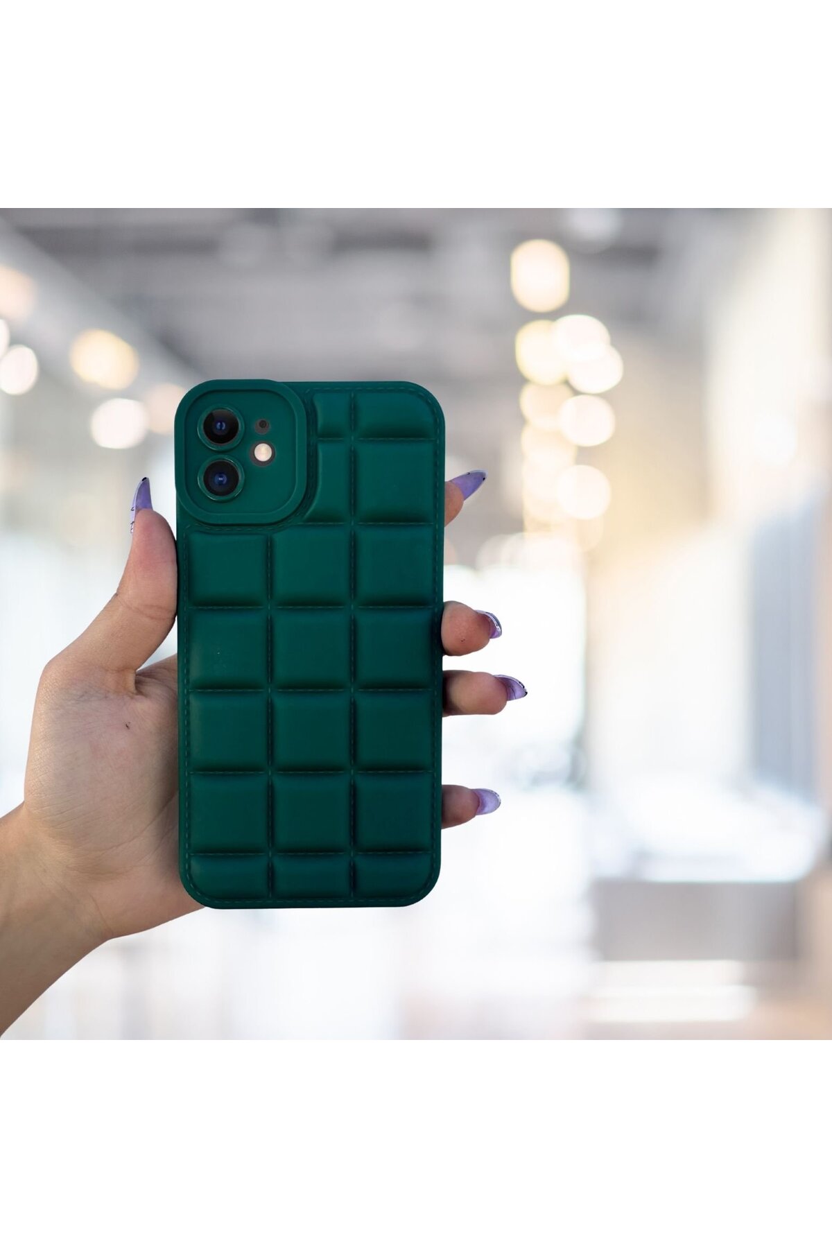 iPhone 11 Kılıf Puffer Şişme Kapitone Tasarımlı Kamera Korumalı Yumuşak Madlen Silikon Kılıf