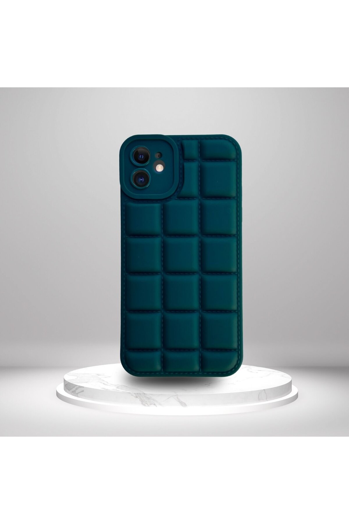 iPhone 11 Kılıf Puffer Şişme Kapitone Tasarımlı Kamera Korumalı Yumuşak Madlen Silikon Kılıf