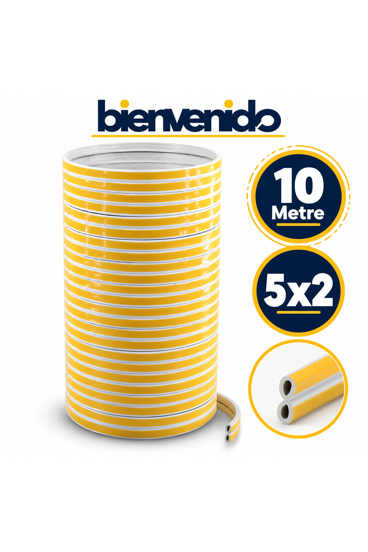 Yapışkanlı 5x2=10 Metre (BEYAZ) Kapı Pencere Bandı Fitili Soğuk Izolasyon Kauçuk Bantları