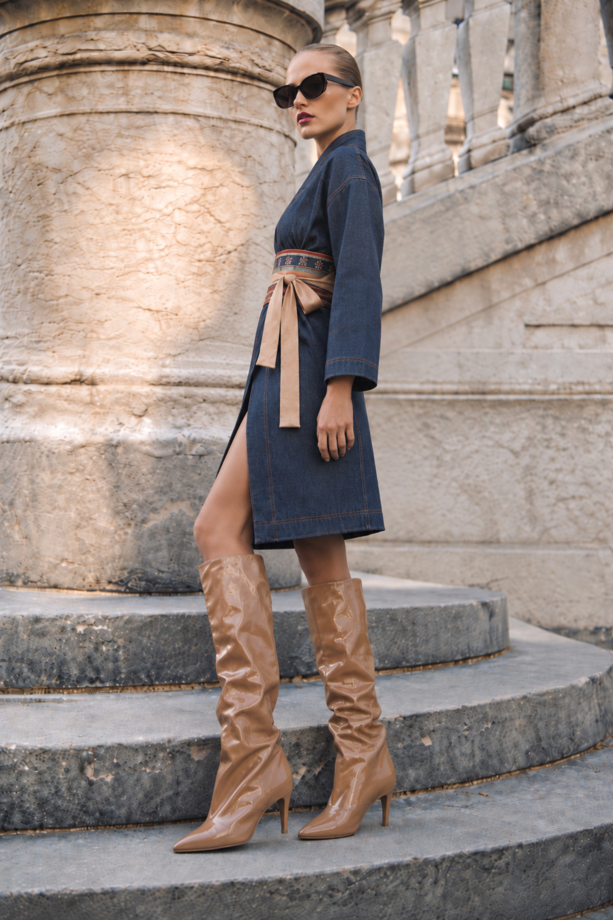 Belted Denim Kimono · View 2