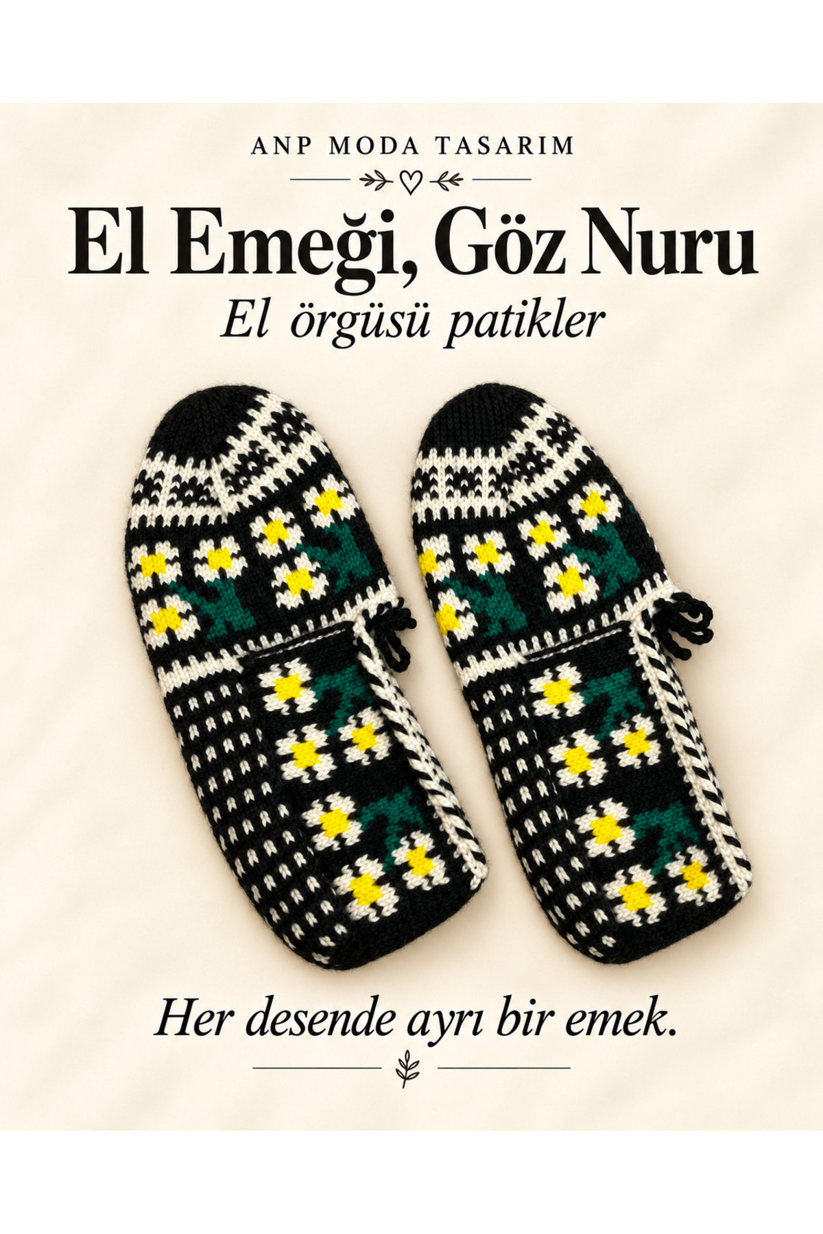 Kadın El Örgüsü Patik Çeyizlik Hediyelik Geleneksel Motifli Desenli Ev Patiği Standart Beden