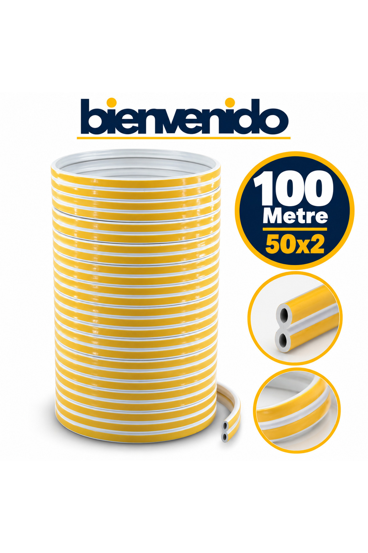 Yapışkanlı 50x2=100 Metre (BEYAZ) Kapı Pencere Bandı Fitili Soğuk Izolasyon Kauçuk Bantları