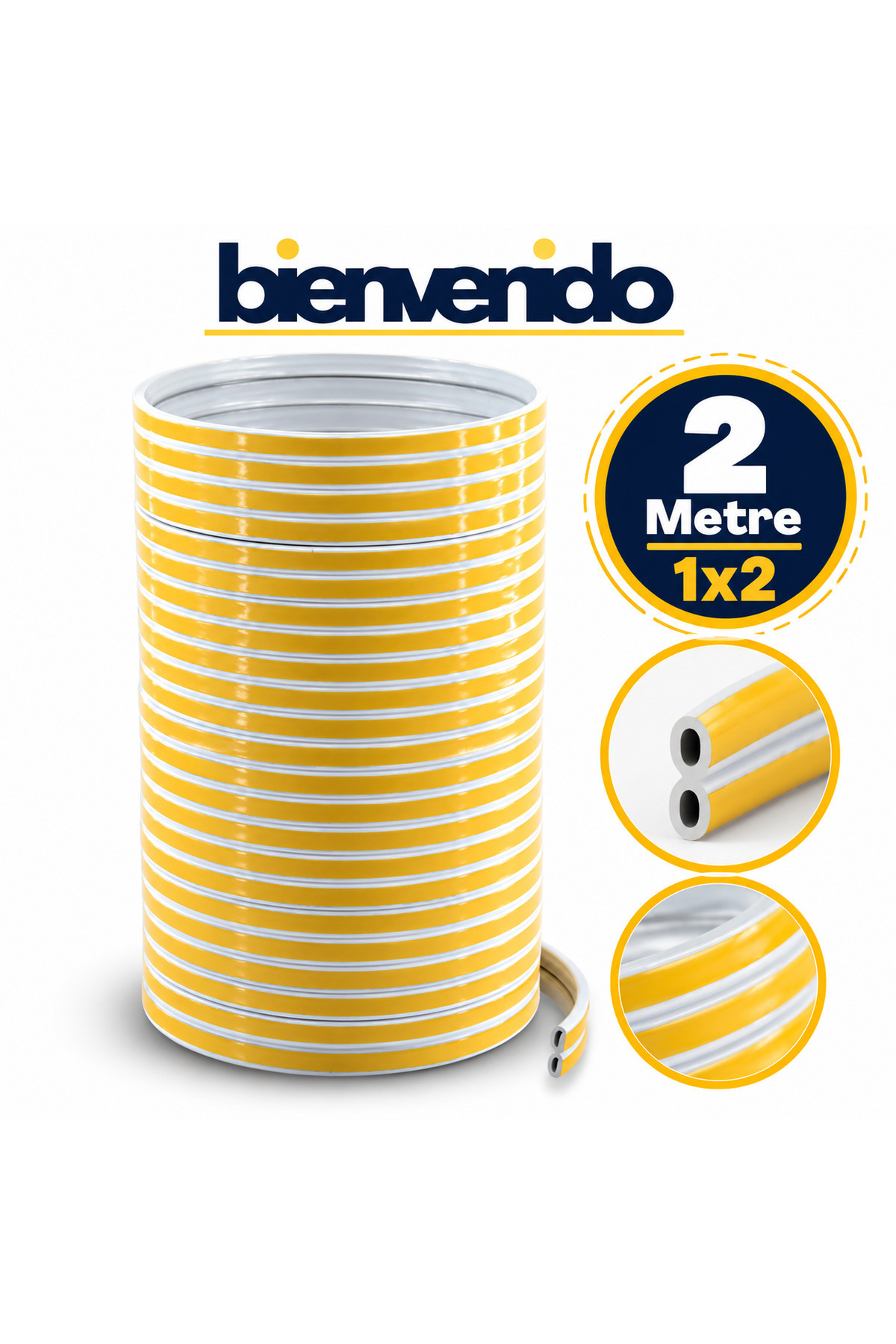Yapışkanlı 1x2=2Metre (BEYAZ) Kapı Pencere Bandı Fitili Soğuk Izolasyon Kauçuk Bantları