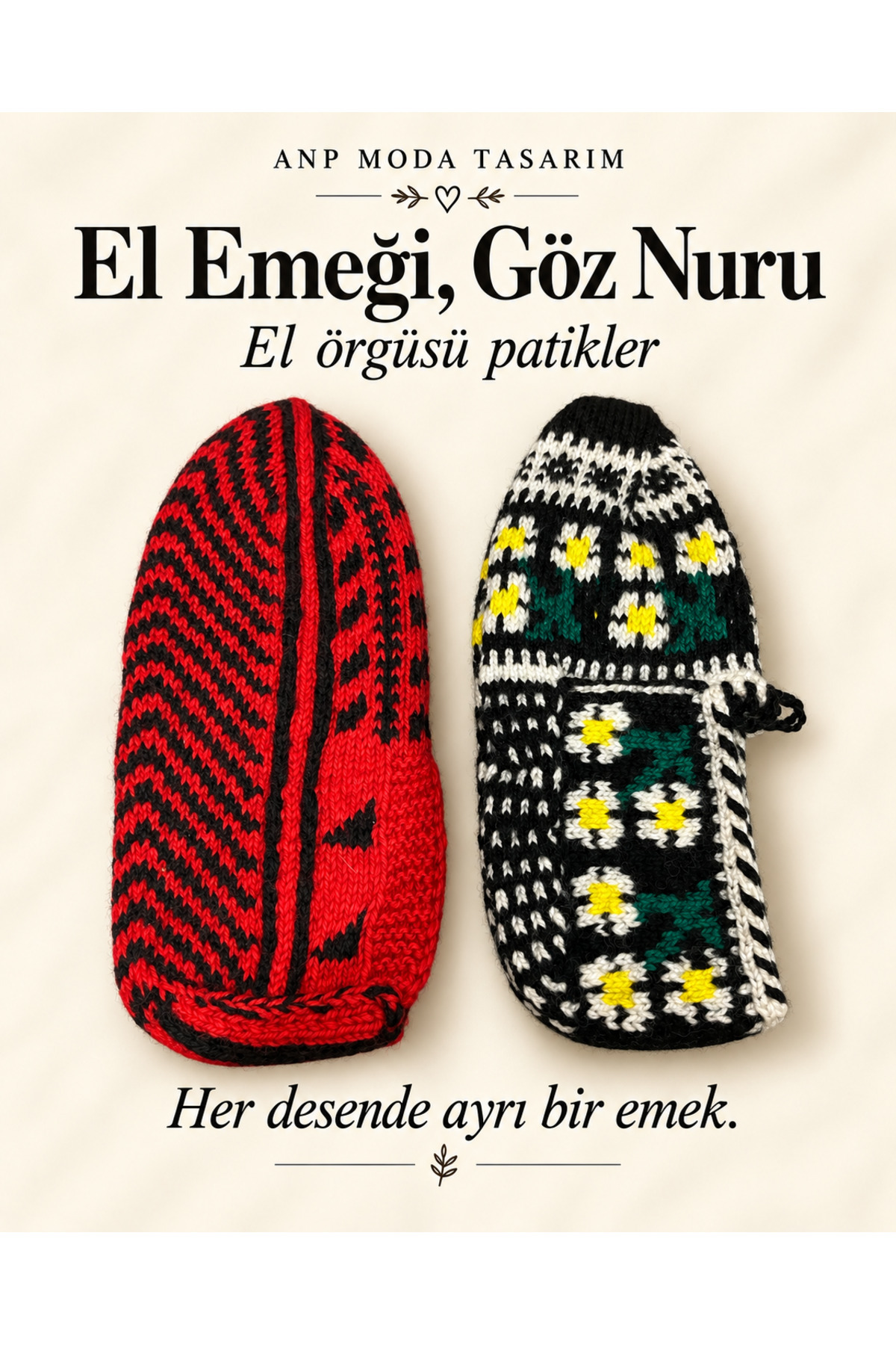 Kadın El Örgüsü Patik Çeyizlik Hediyelik Geleneksel Motifli Desenli Ev Patiği Standart Beden