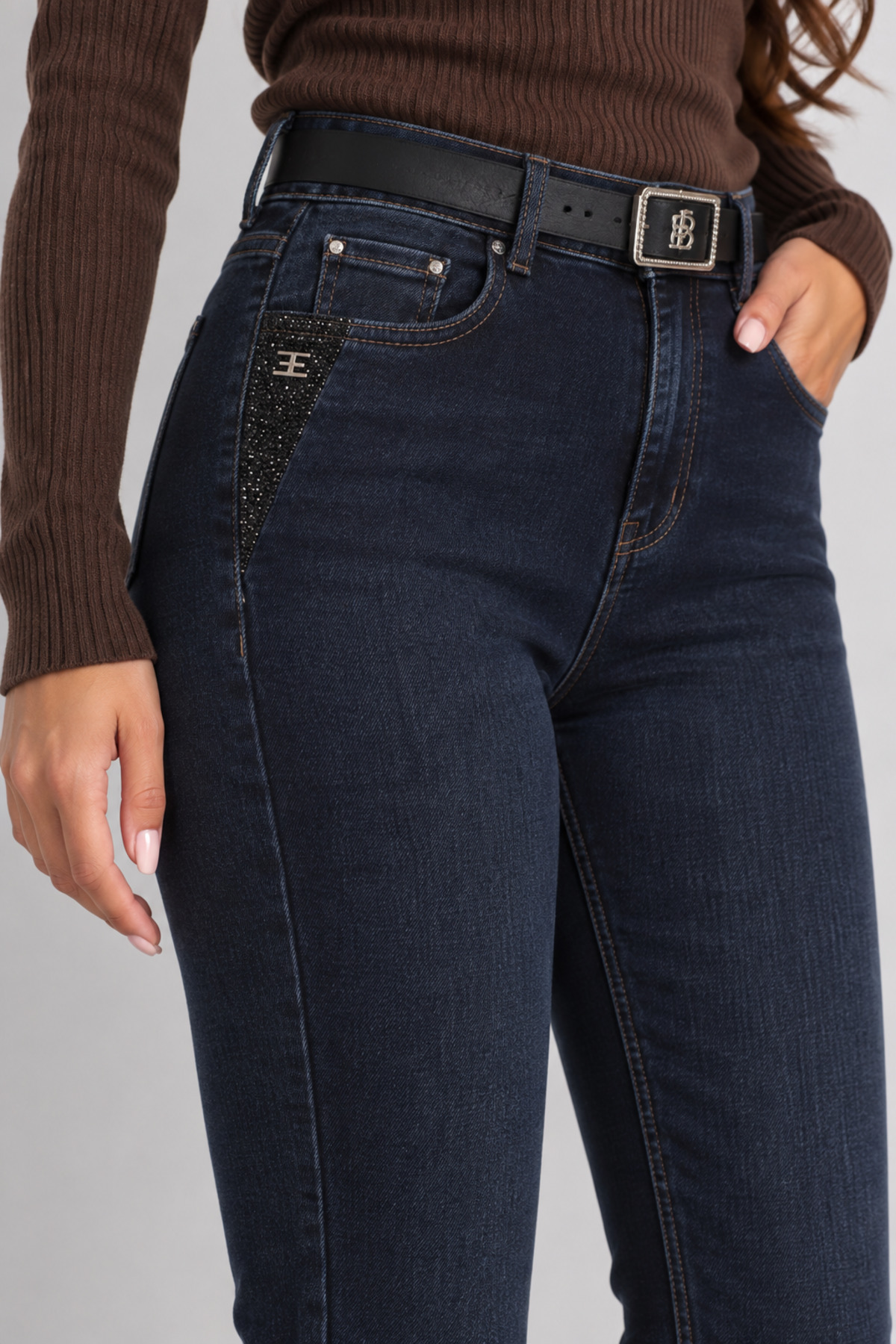 Paçası Taş Şeritli Jean Pantolon - Görsel 5