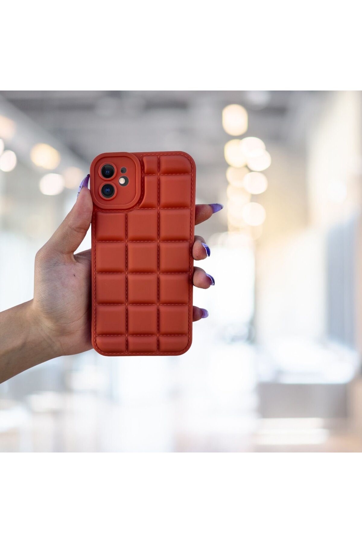 iPhone 11 Kılıf Puffer Şişme Kapitone Tasarımlı Kamera Korumalı Yumuşak Madlen Silikon Kılıf