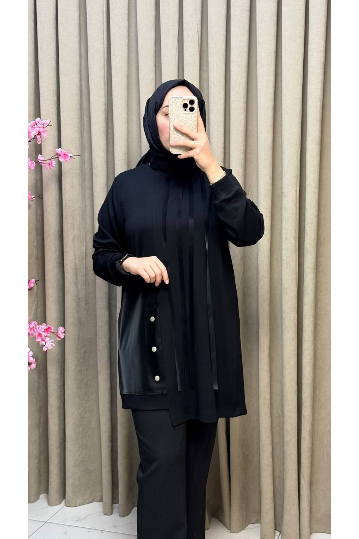 BÜYÜK BEDEN TESETTÜR TUNİK SİYAH 2083 - XL