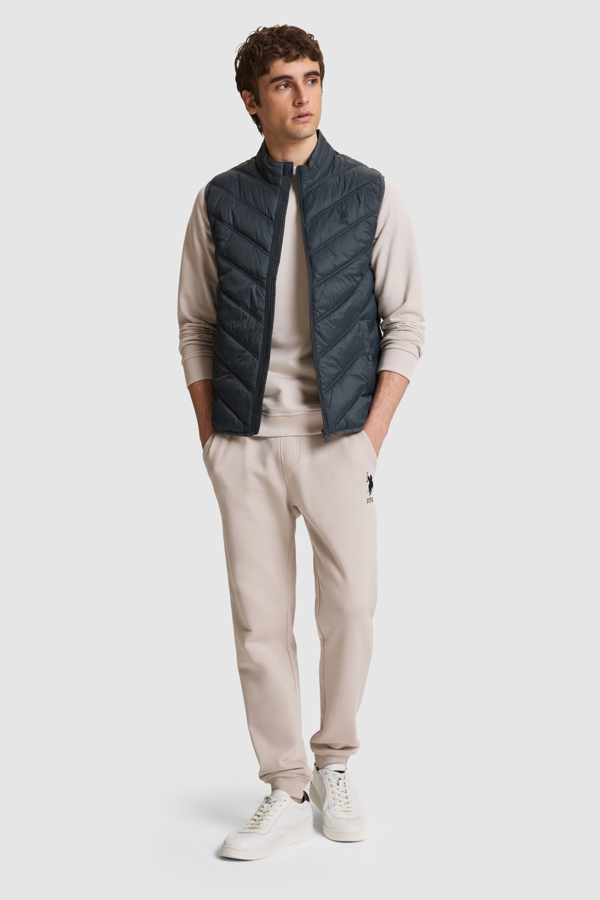 یو اس پولو شلوار ورزشی مردانه مدل Stone Slim Fit با سرآستین‌های کشی 50329410-VR049