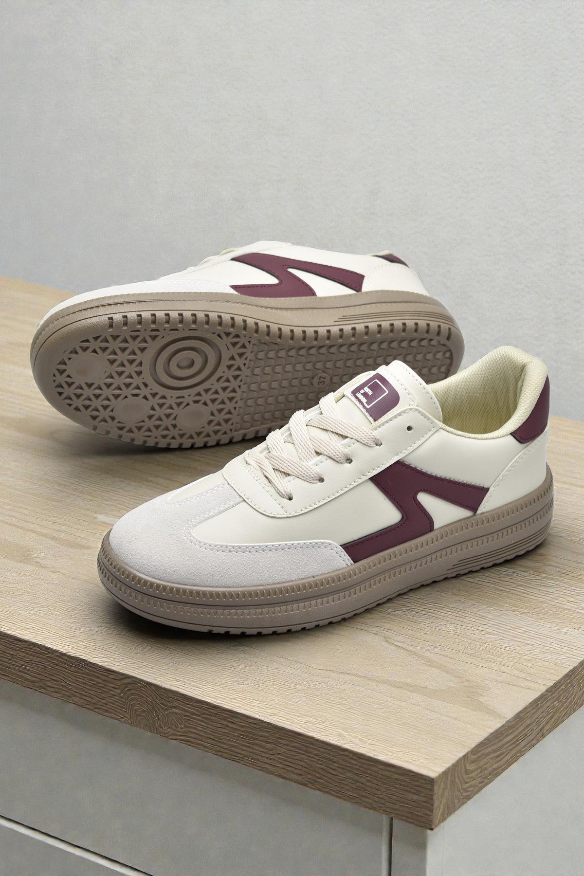 510 Hazır Taban Unisex Spor Ayakkabı Bağcıklı Rahat Sneaker Erkek Kadın Spor Ayakkabı — بژ T3972 — تصویر 4 از 7