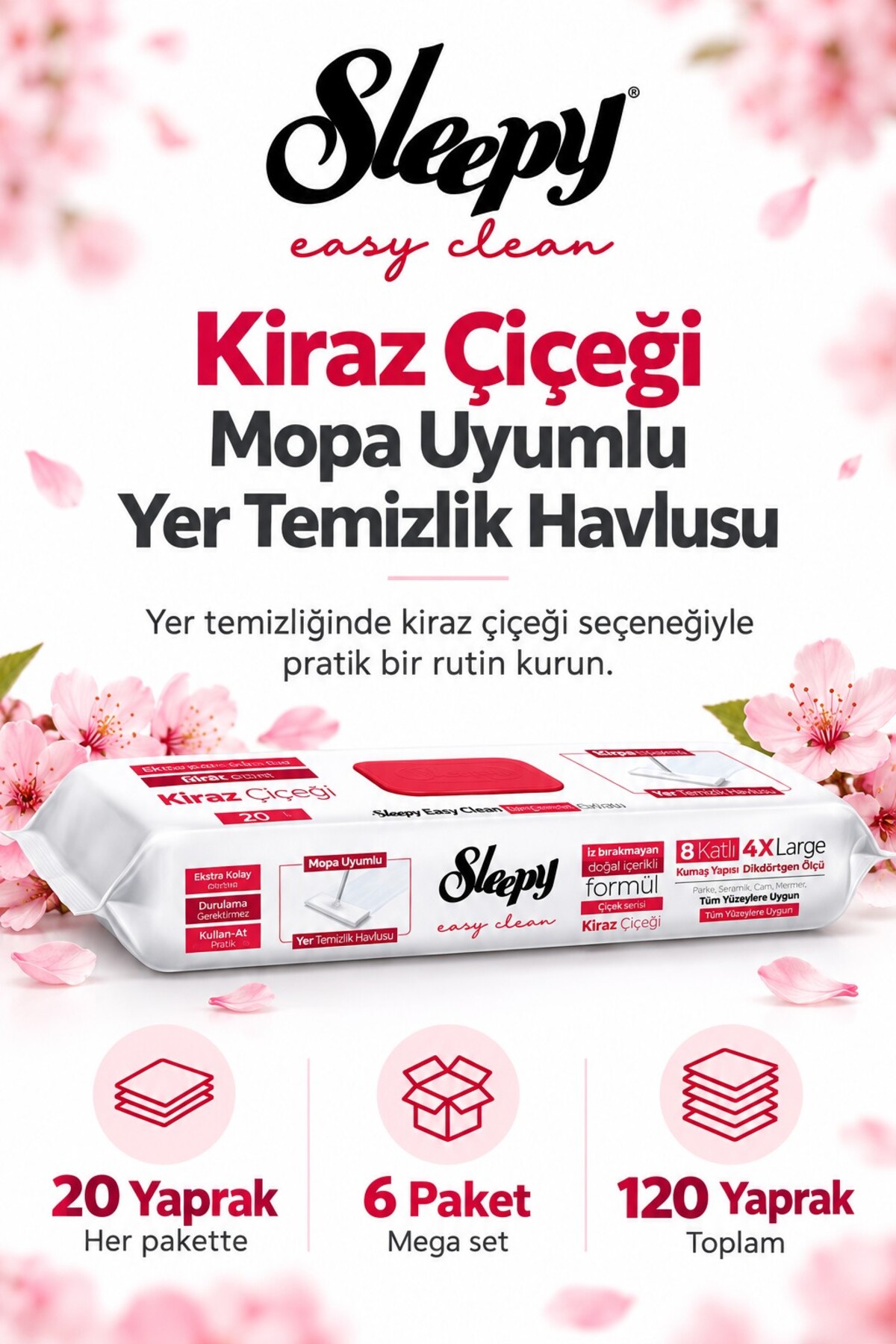 ست ۶ عددی حوله زمین مایکرو فیبر Easy Clean مدل Kiraz Çiçeği با ۲۰ برگ - همراه با عطر اتاق Rosie