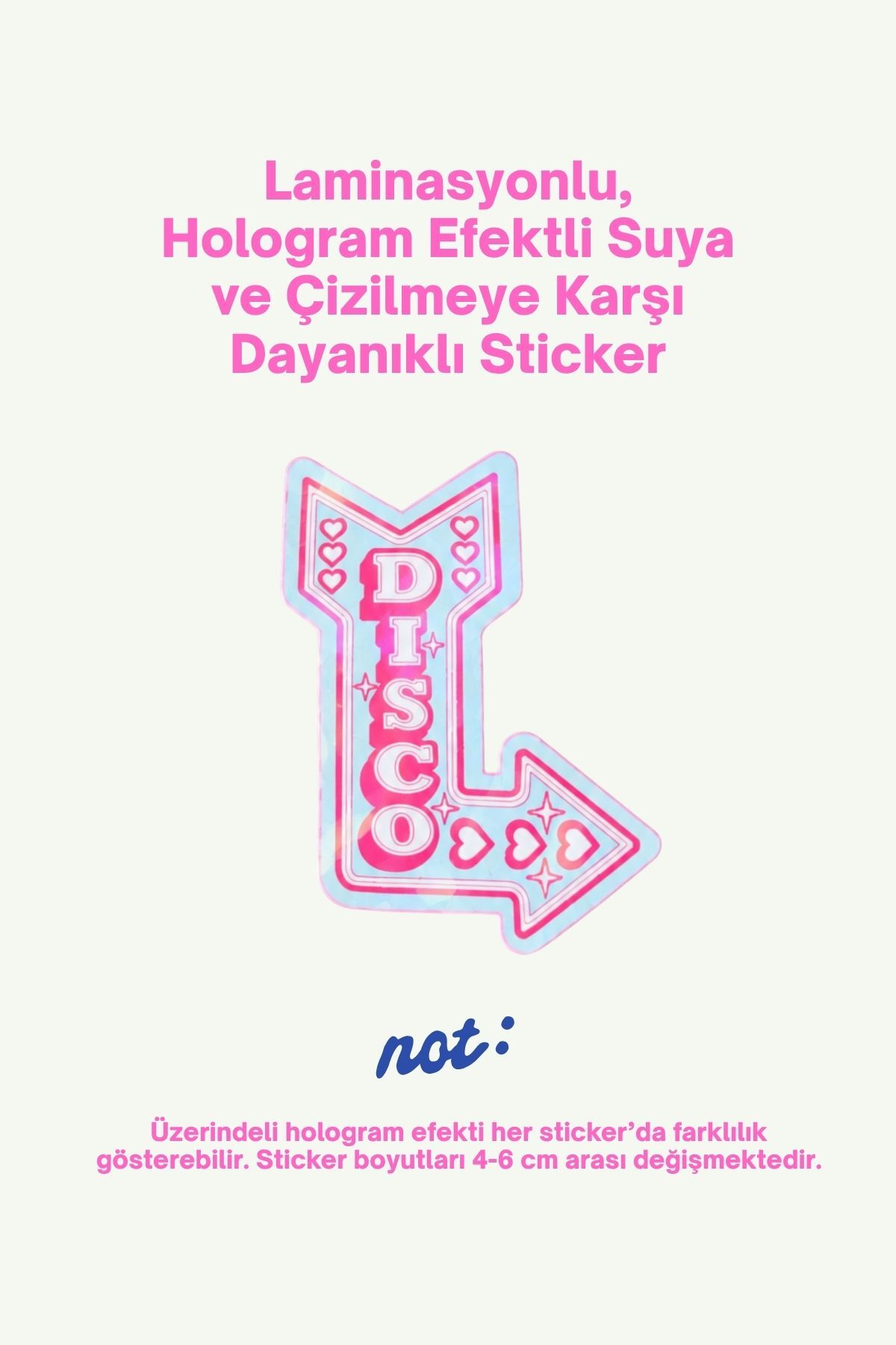 Hologram Efektli Laminasyonlu Tekli Sticker, Disco Etiket, Çok Amaçlı, Su Geçirmez ve Çizilmeye Dayanıklı Sticker