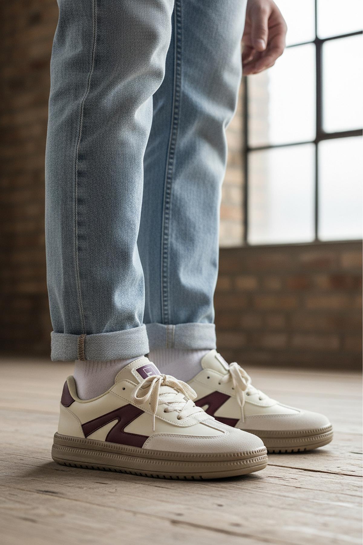 510 Hazır Taban Unisex Spor Ayakkabı Bağcıklı Rahat Sneaker Erkek Kadın Spor Ayakkabı — بژ T3972 — تصویر 2 از 7