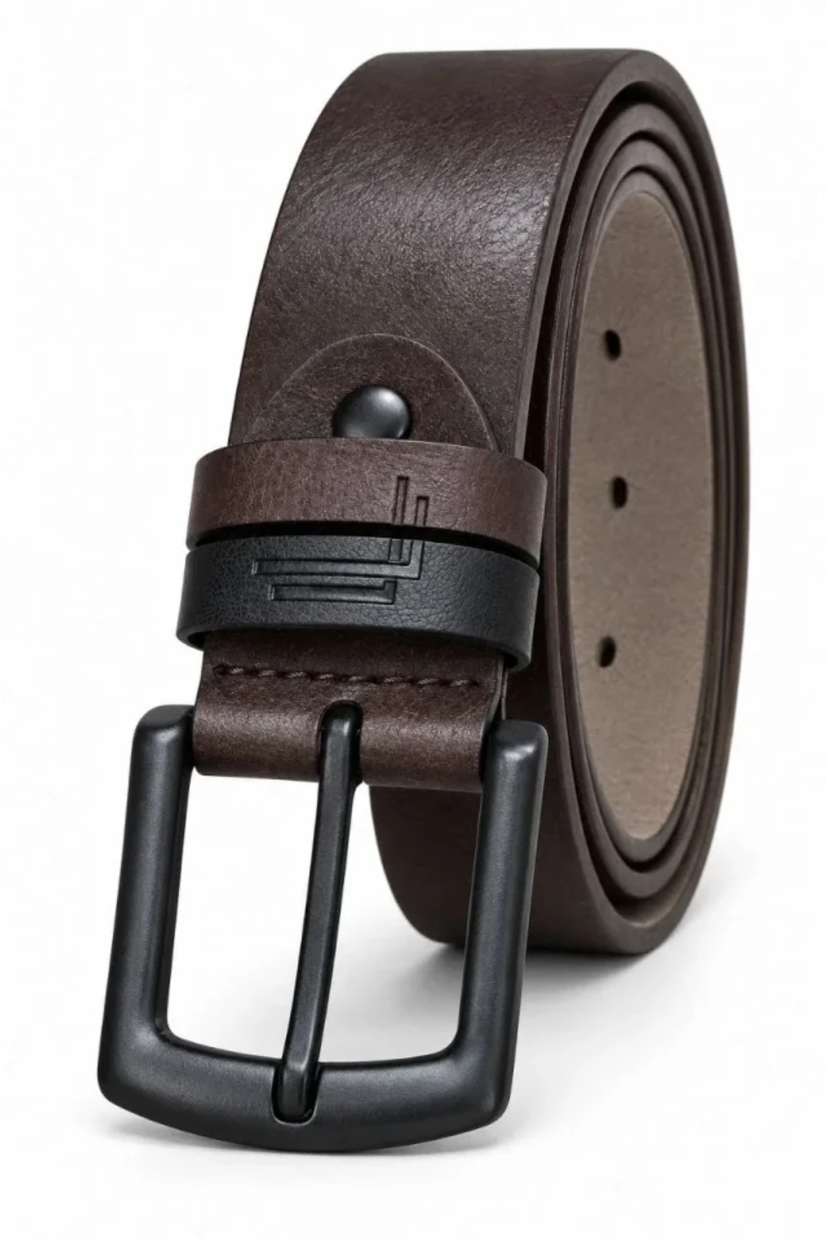 Erkek Koyu Kahverengi 4 Cm Çift Biritli Metal Tokalı Kot Ve Kumaş Pantolon Kemeri