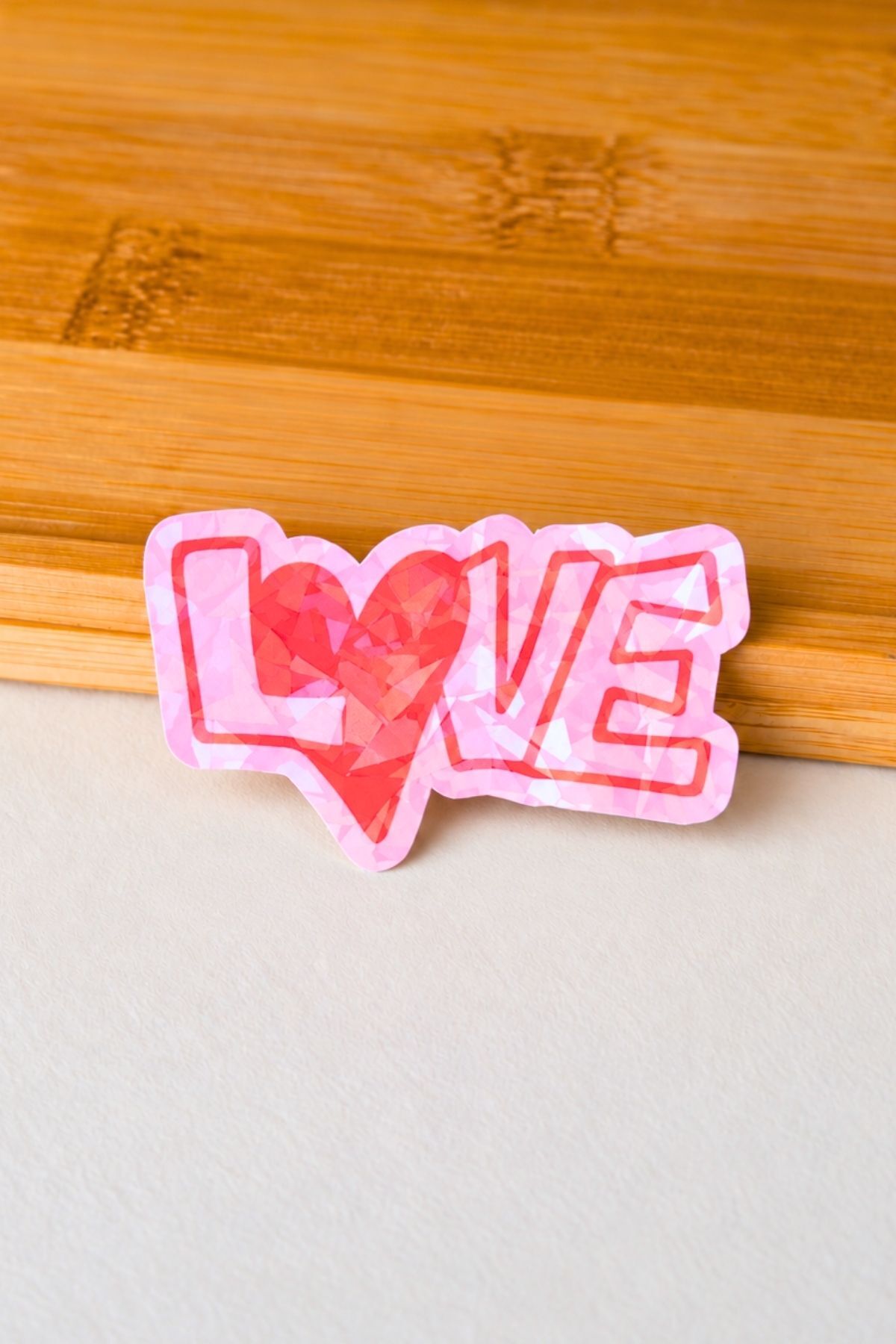 Hologram Efektli Laminasyonlu Tekli Sticker, Love Etiket, Çok Amaçlı, Su Geçirmez ve Çizilmeye Dayanıklı Sticker