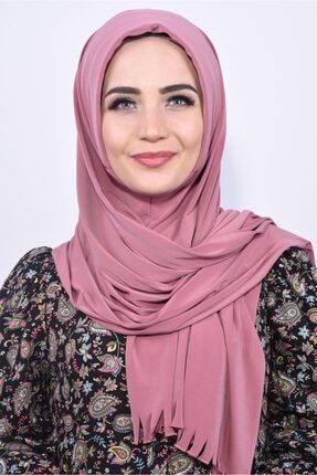 Geçirmeli Pratik Hijab Şal Gül Kurusu 162-20