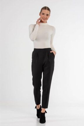 Belden Lastikli Siyah Bilek Kadın Pantolon PAN.1410-SYH-S1410