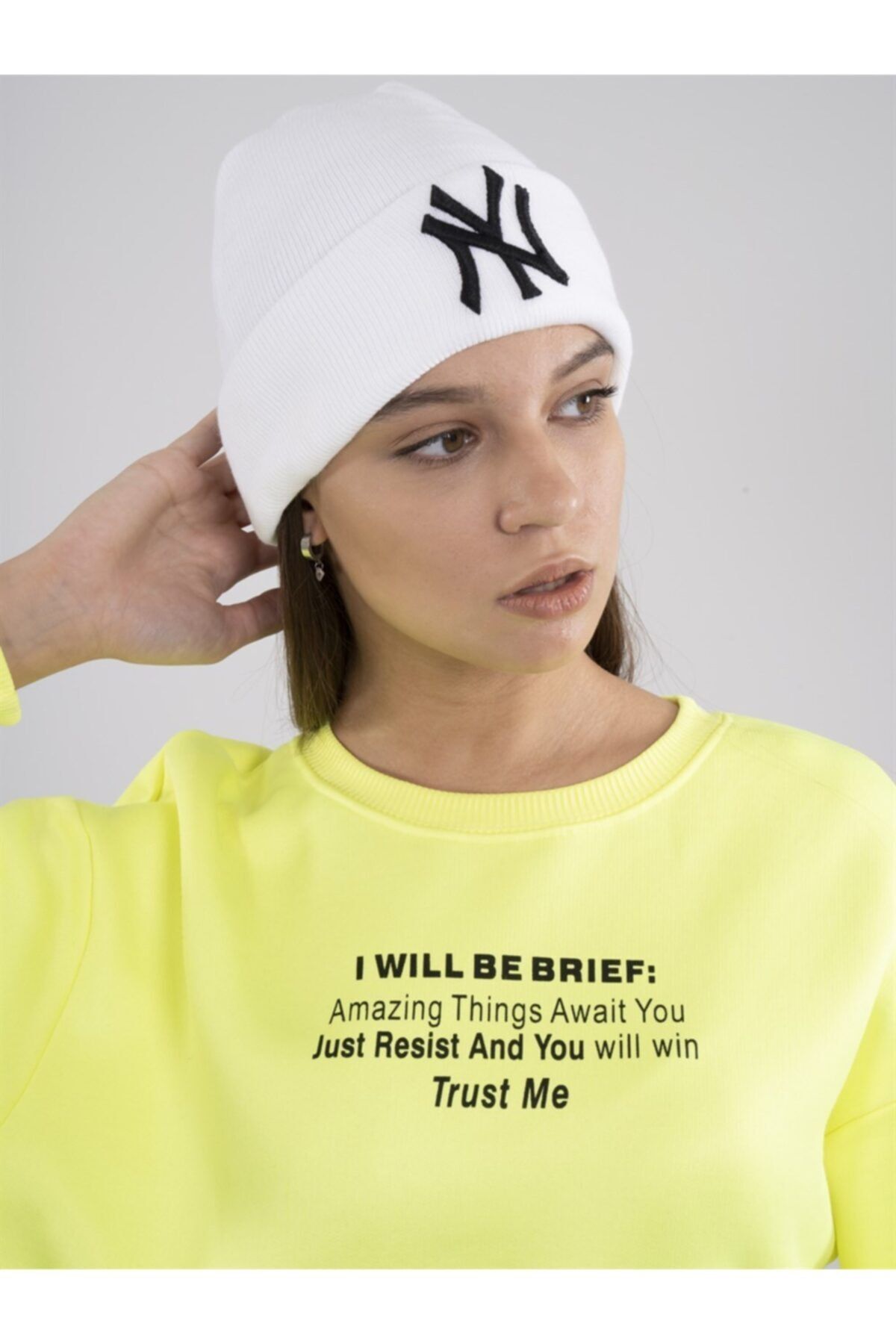 Ny New York Beyaz Bere Unisex