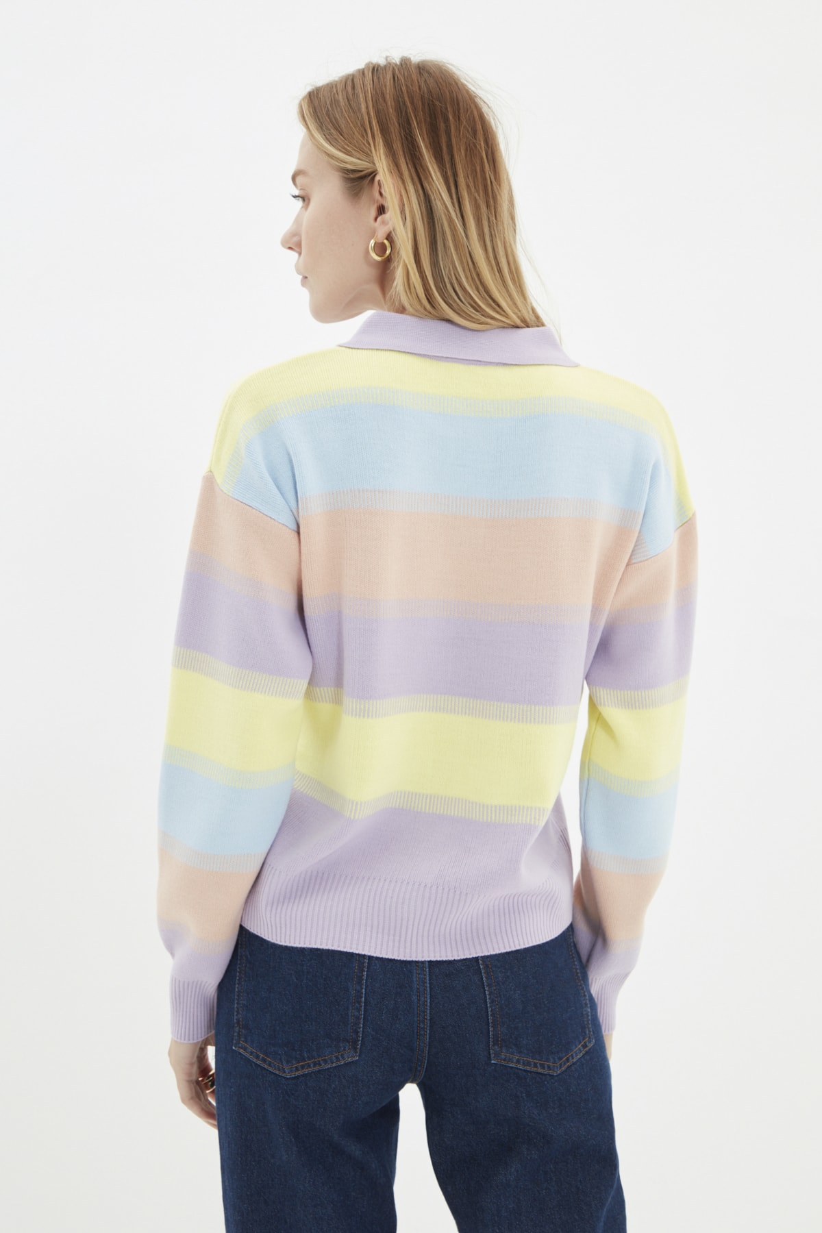 Trendyolmilla  Mavi Renk Bloklu Triko Kazak TWOAW22KZ0193 - Görsel 8