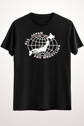 Erkek Siyah All Japan Pro-wrestling Essential T-shirt GR1119