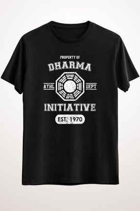 Erkek Siyah Dharma Initiative Athletic Department light Ver Classic T-shirt GR1722