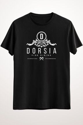 Erkek Siyah Dorsia Fine Dining Restaurant Logo Inspired By American Psycho Classic T-shirt GR1770