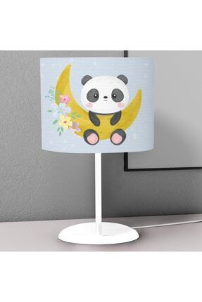 Sarı Ay Panda Desenli Çocuk Odası Dijital Baskılı Çocuk Odası Masaüstü Abajur Avize 00097041031
