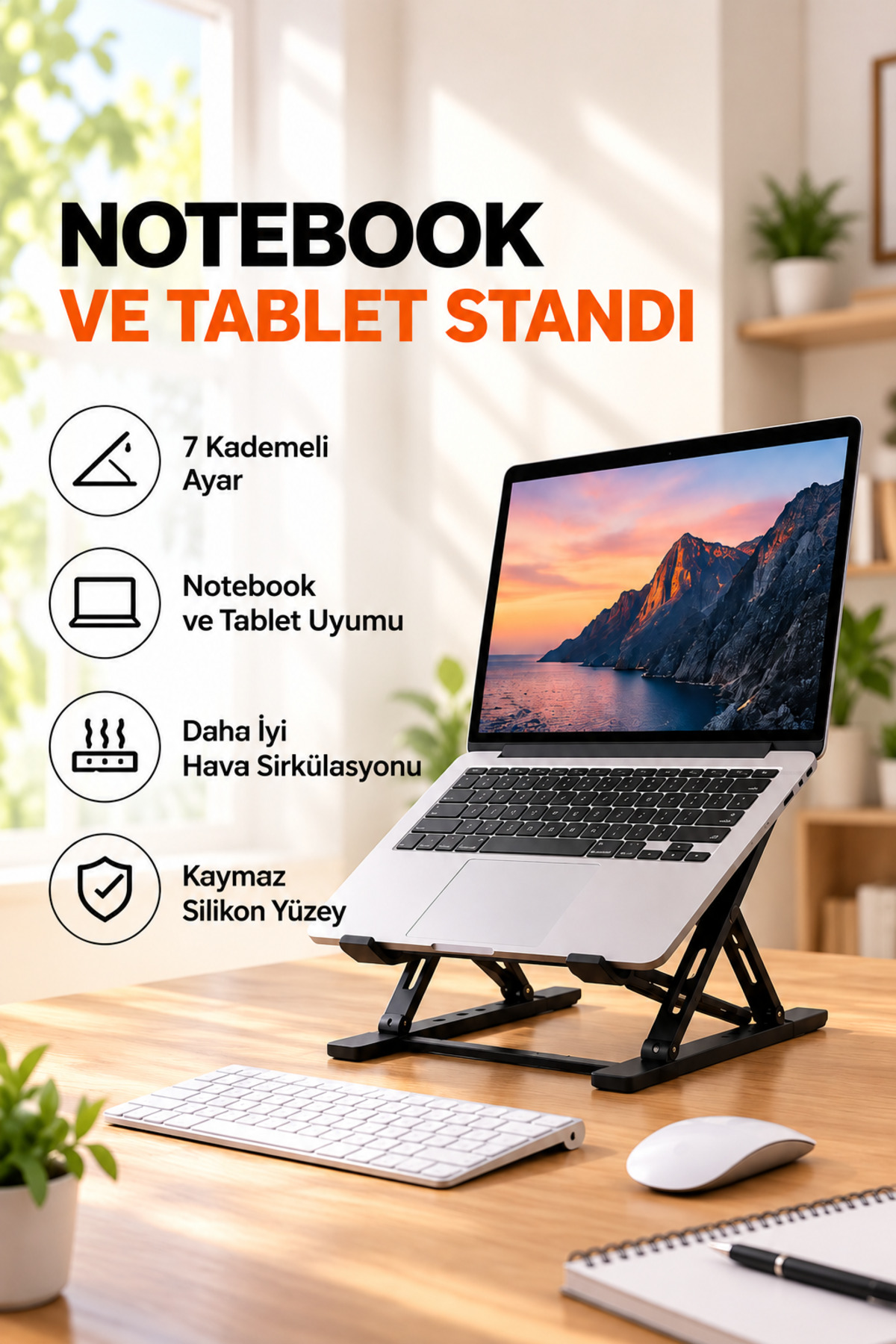Morpanya Notebook Laptop Altlığı 7 Kademeli Ayarlanabilir Notebook Tablet Yükseltici Dizüstü Bilgisayar Tablet Tutucu Aksesuar