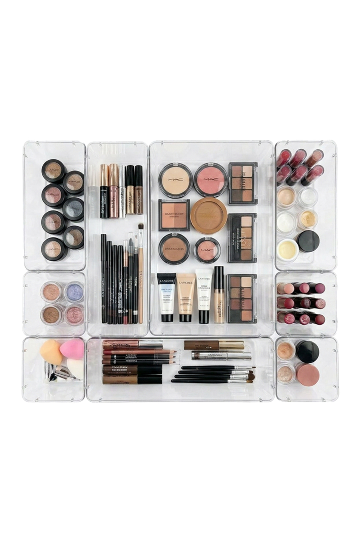 PET Şeffaf Bölmeli Düzenleyici Organizer 9 Parça
