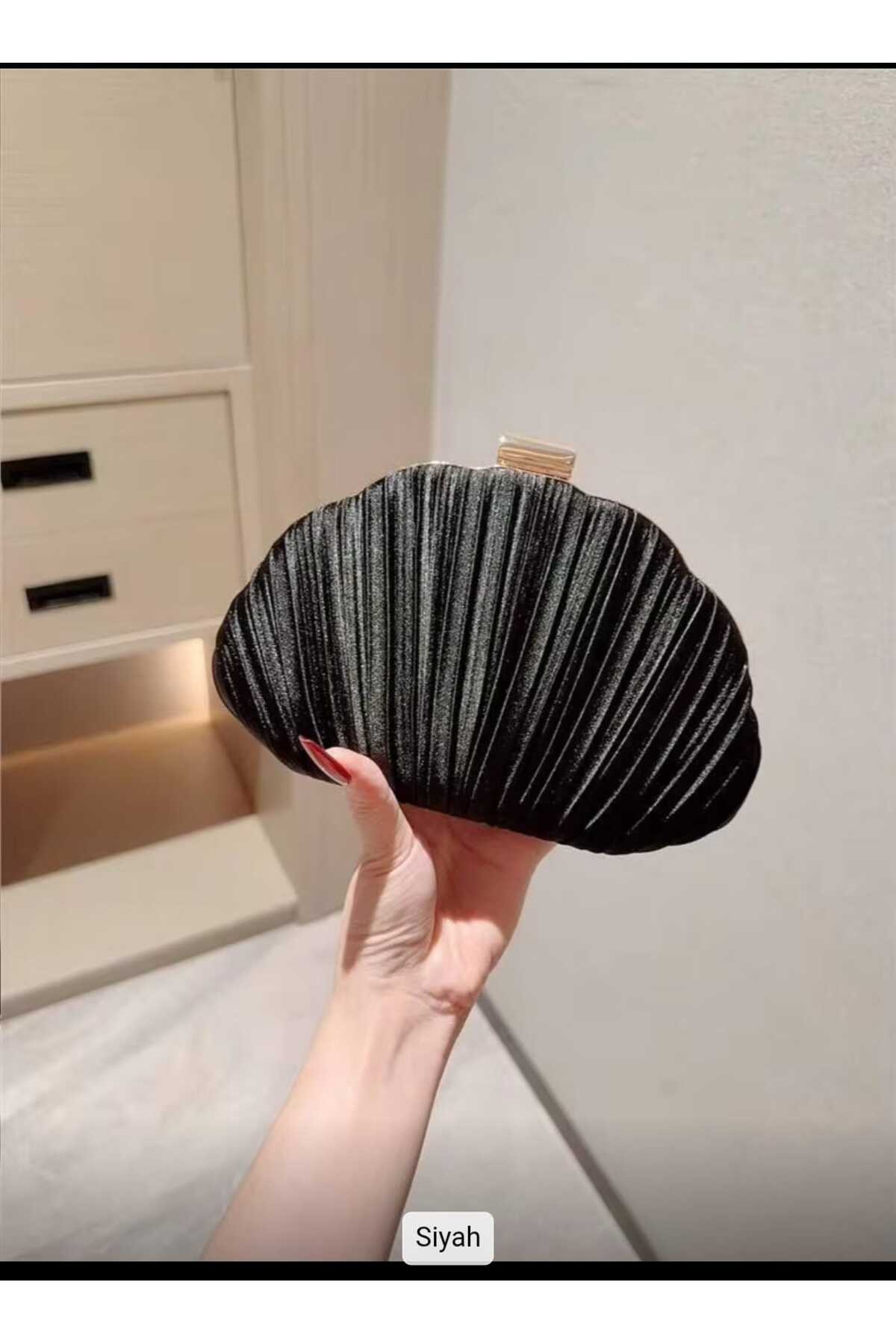 کیف مجلسی لوکس طرح دار مشکی با چین های براق، کیف دستی و دوشی پریمیوم
