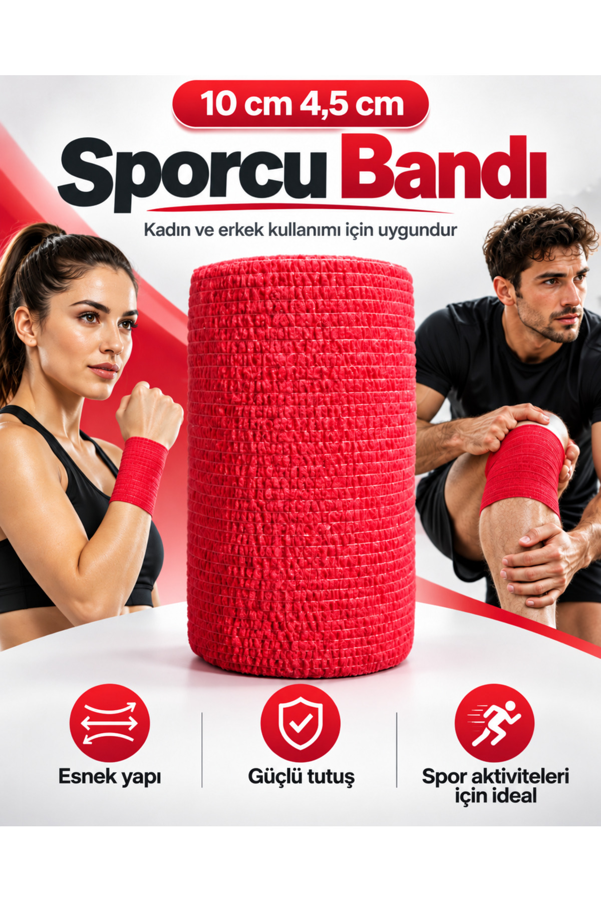 ETVOS Kırmızı Sporcu Bandı – Esnek ve Pratik Kullanım