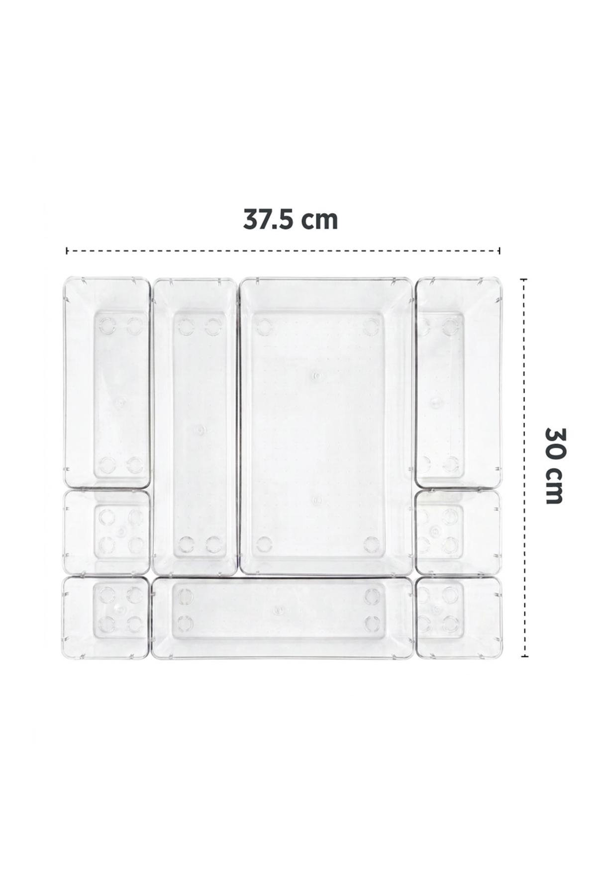 PET Şeffaf Bölmeli Düzenleyici Organizer 9 Parça