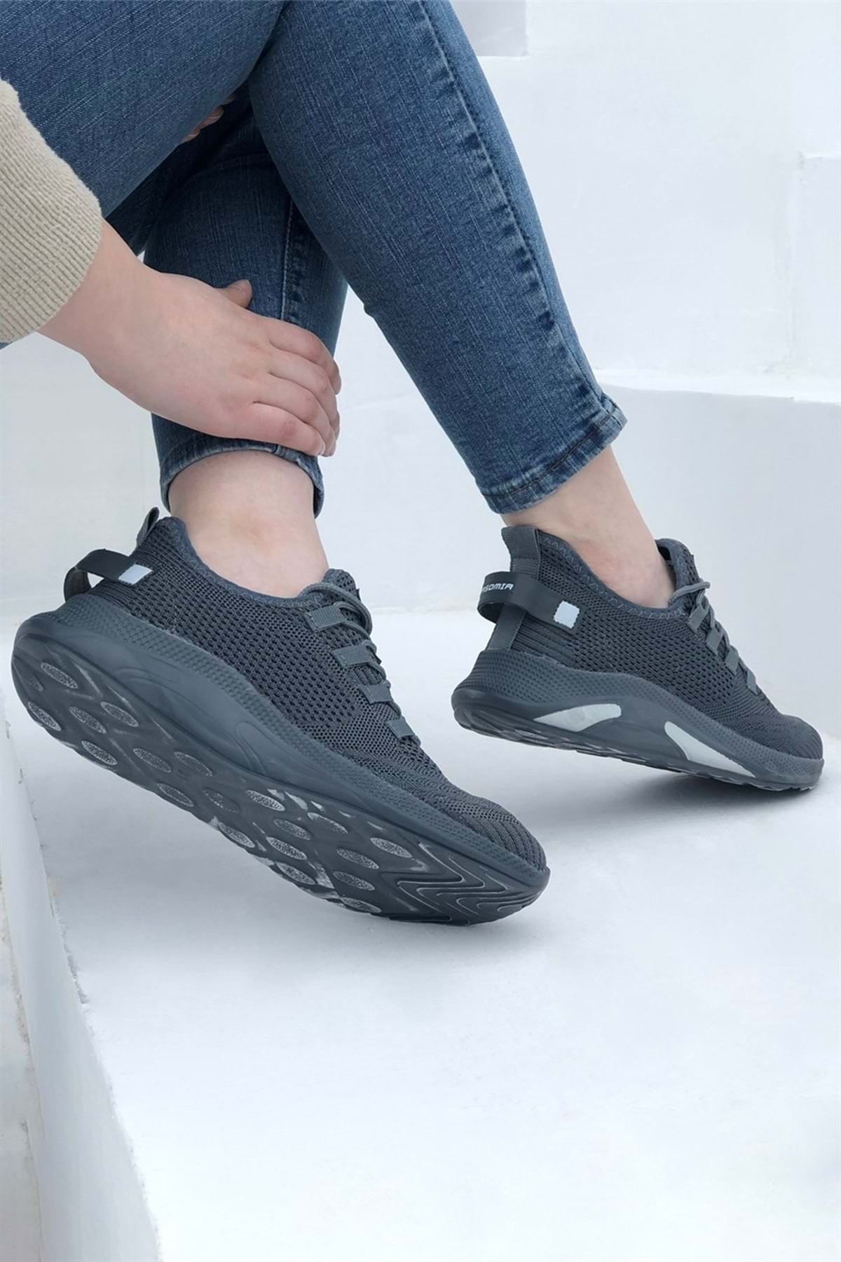 کفش ورزشی یونیسکس بافتنی Pasomia 062 Smoke Grey — رنگارنگ AST04235 — تصویر 5 از 5