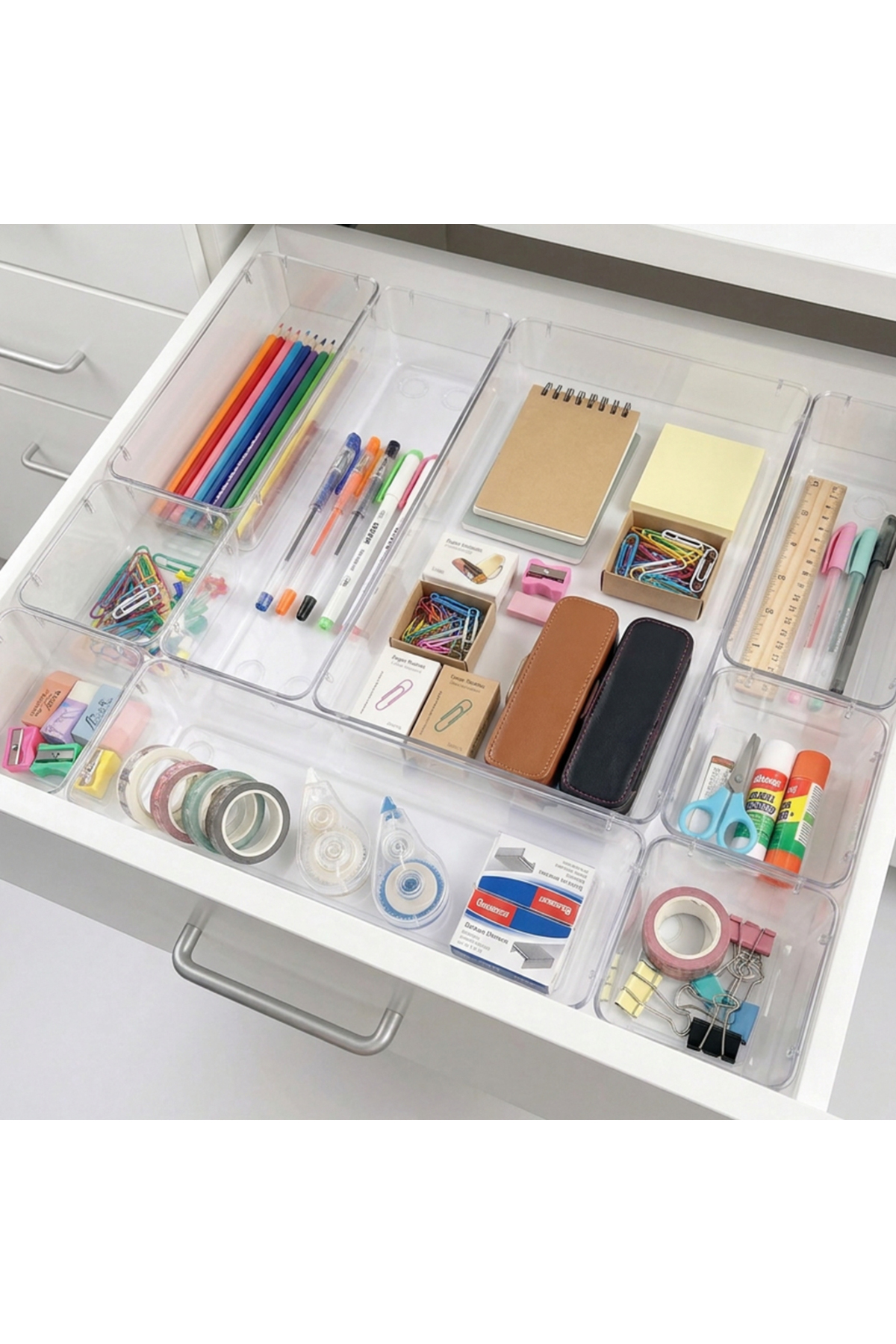 PET Şeffaf Bölmeli Düzenleyici Organizer 9 Parça