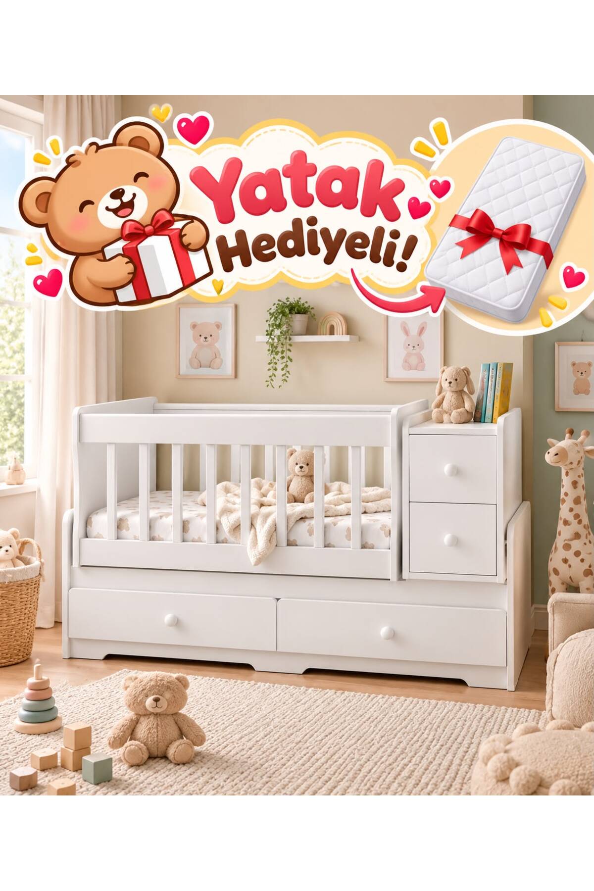 BANANA BABY Moon Anneyanı Sallanır Çekmeceli Büyüyen Beşik