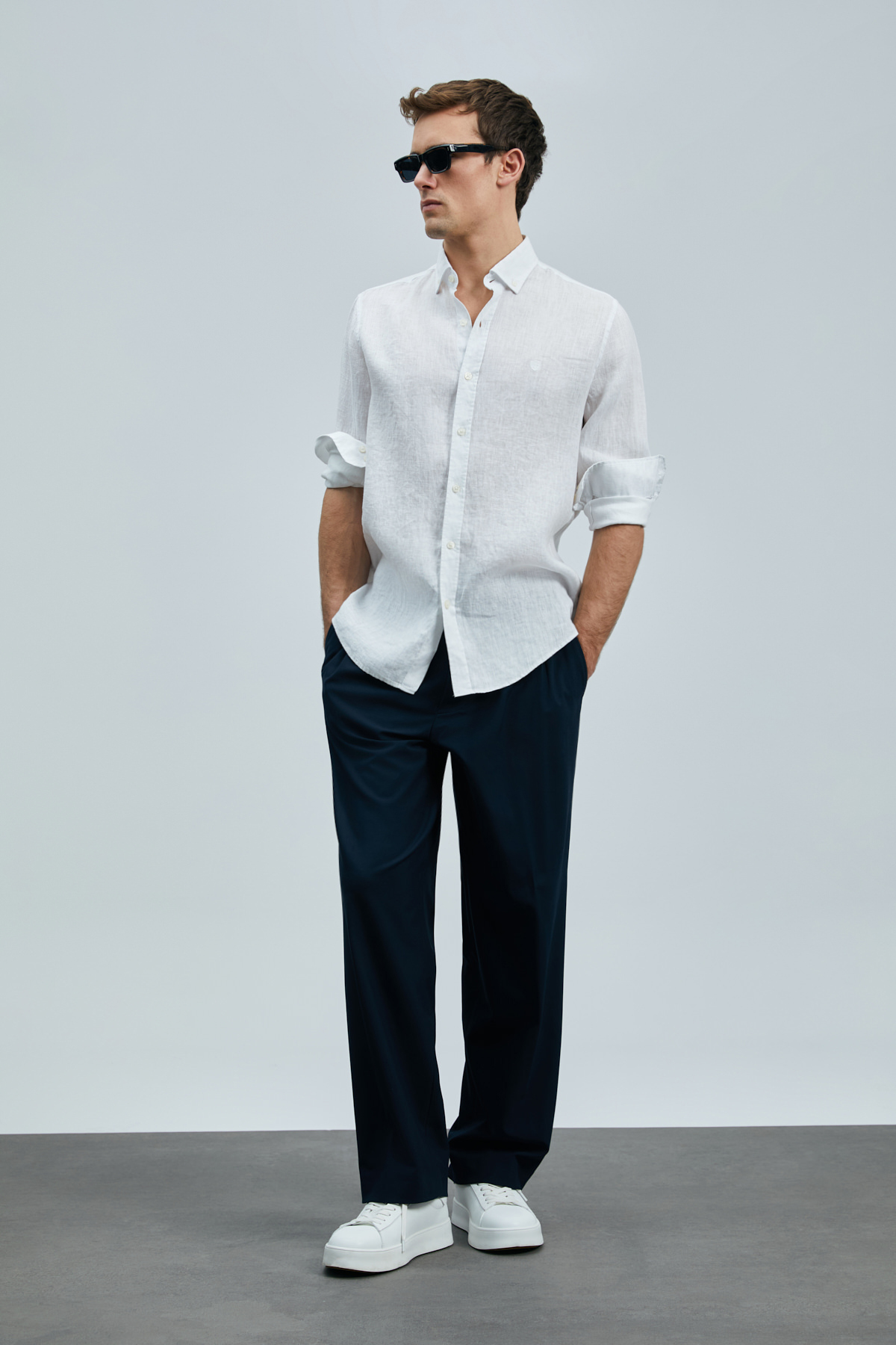 لوفیان پیراهن کتان مردانه Pitaya مدل Comfort Fit White
